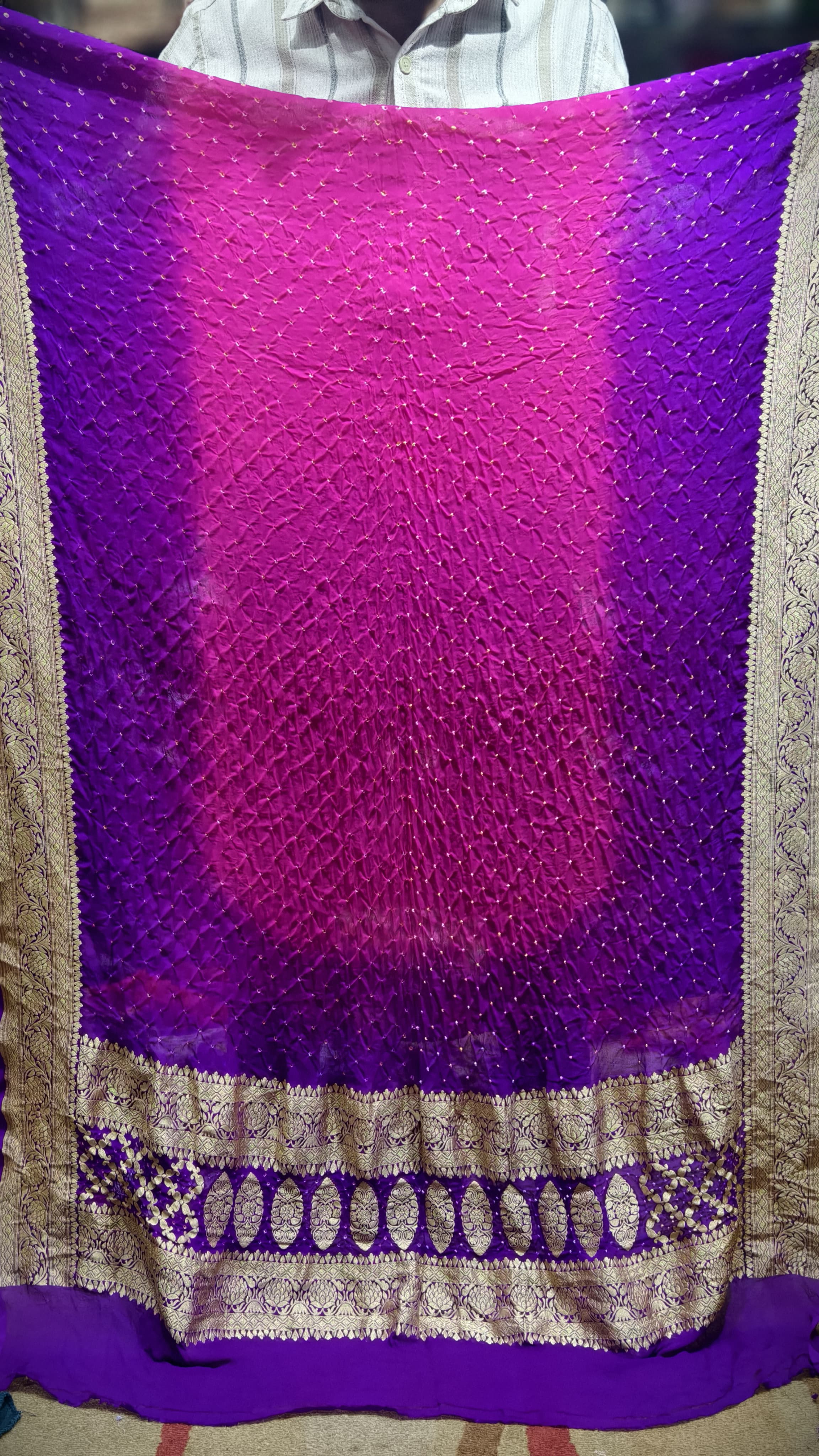 Premium Pure Georgette Dupatta with Hand Rai Bandej