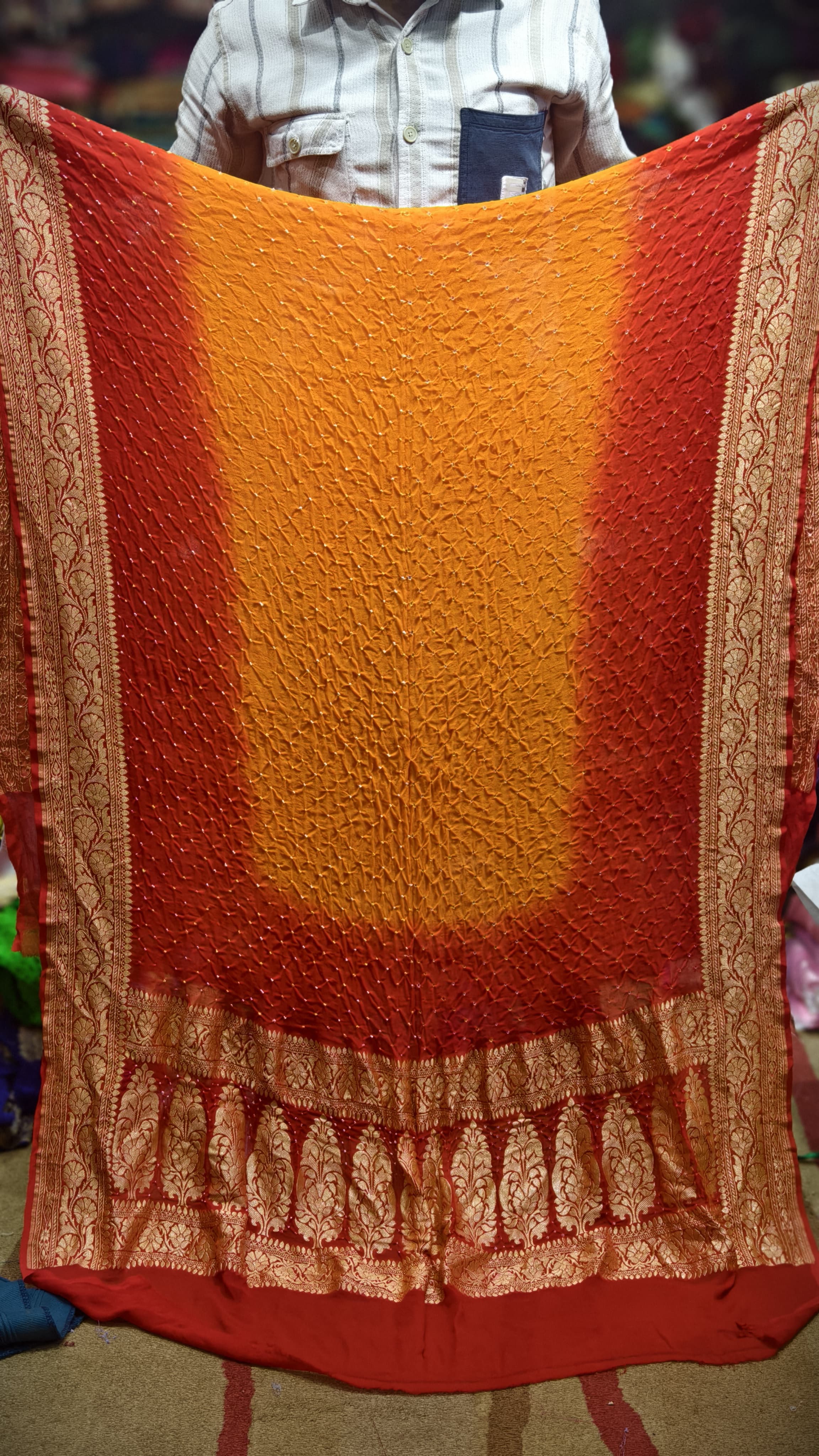 Premium Pure Georgette Dupatta with Hand Rai Bandej