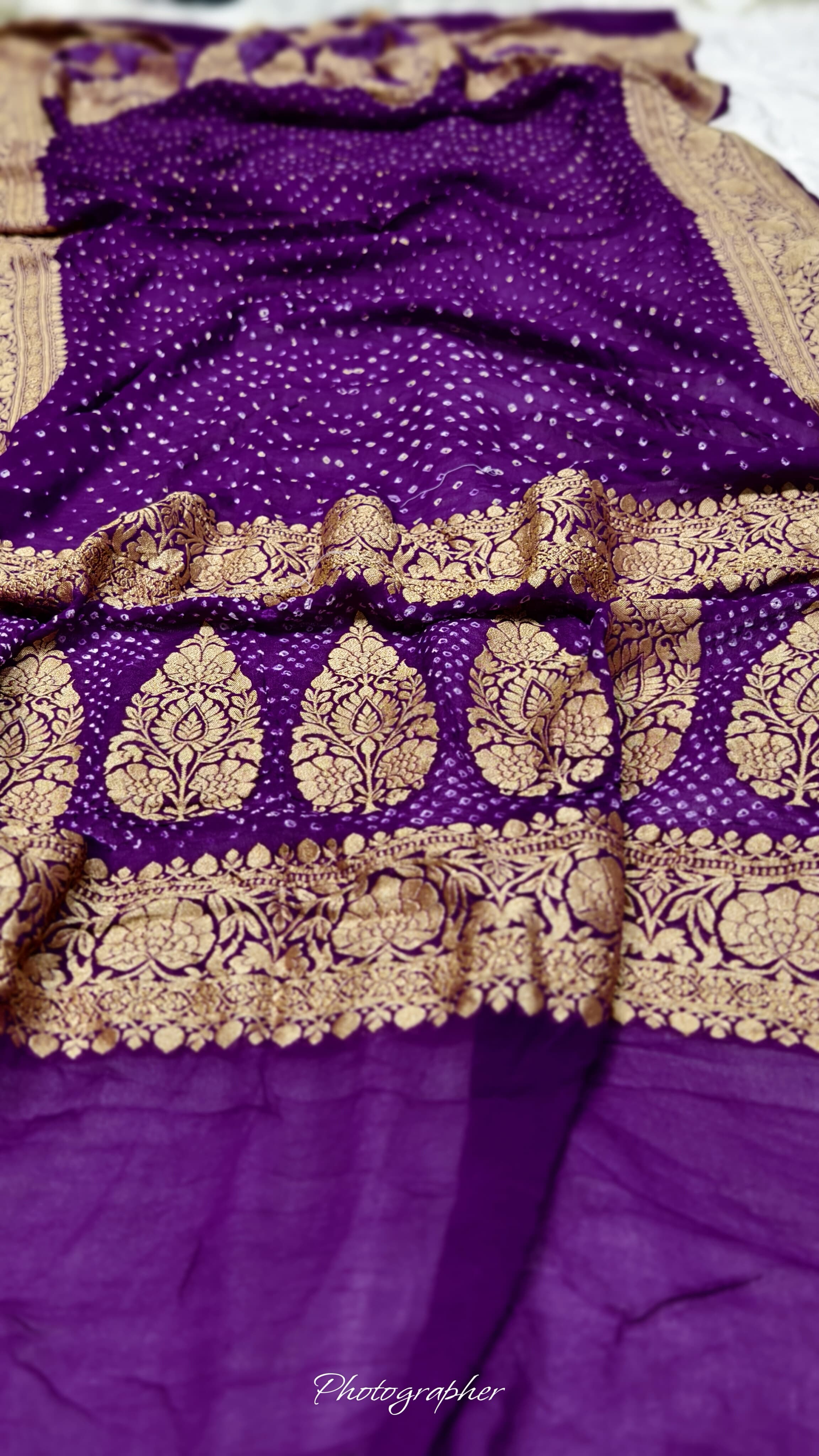 Premium Pure Georgette Dupatta with Hand Rai Bandej