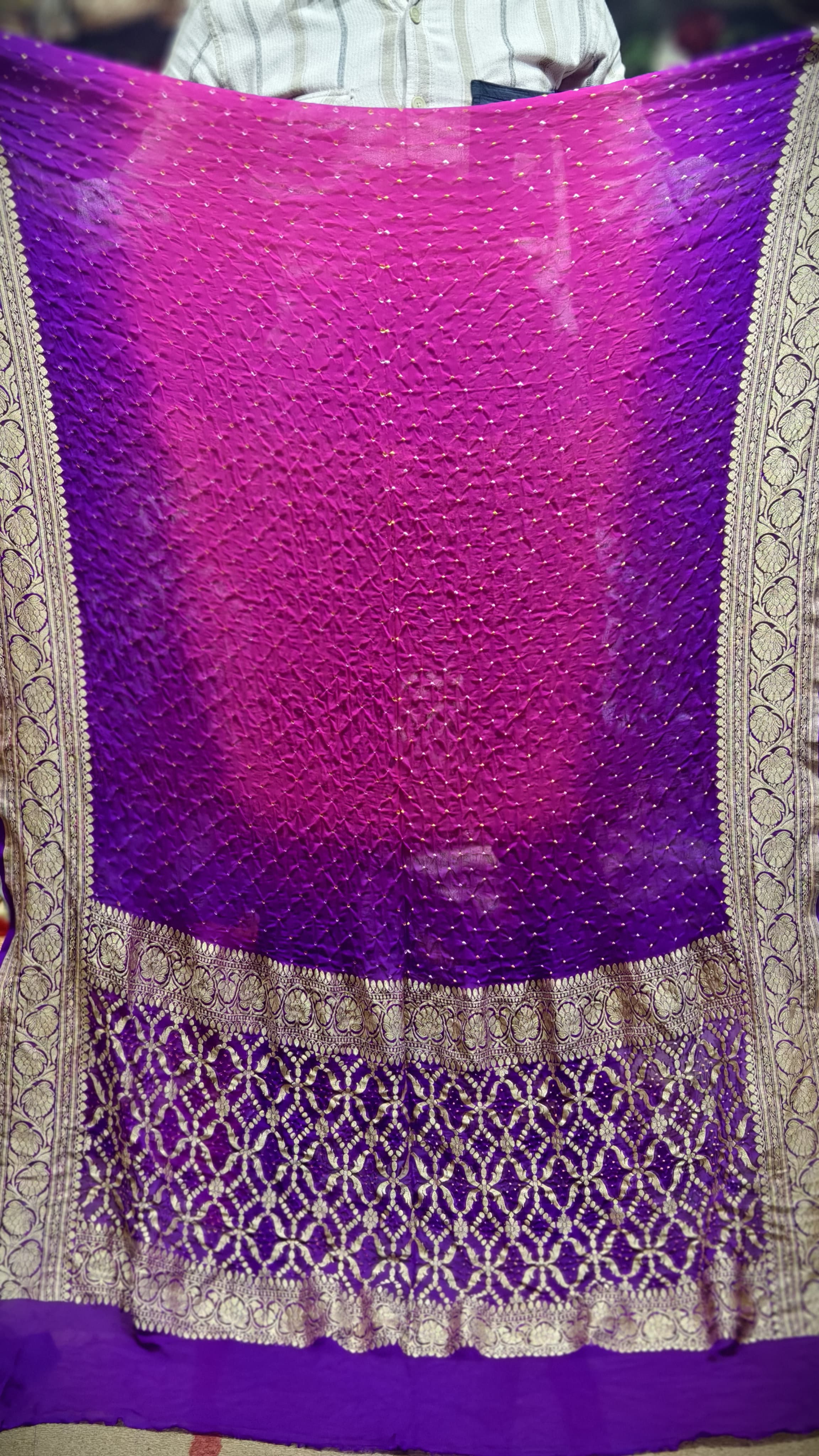 Premium Pure Georgette Dupatta with Hand Rai Bandej