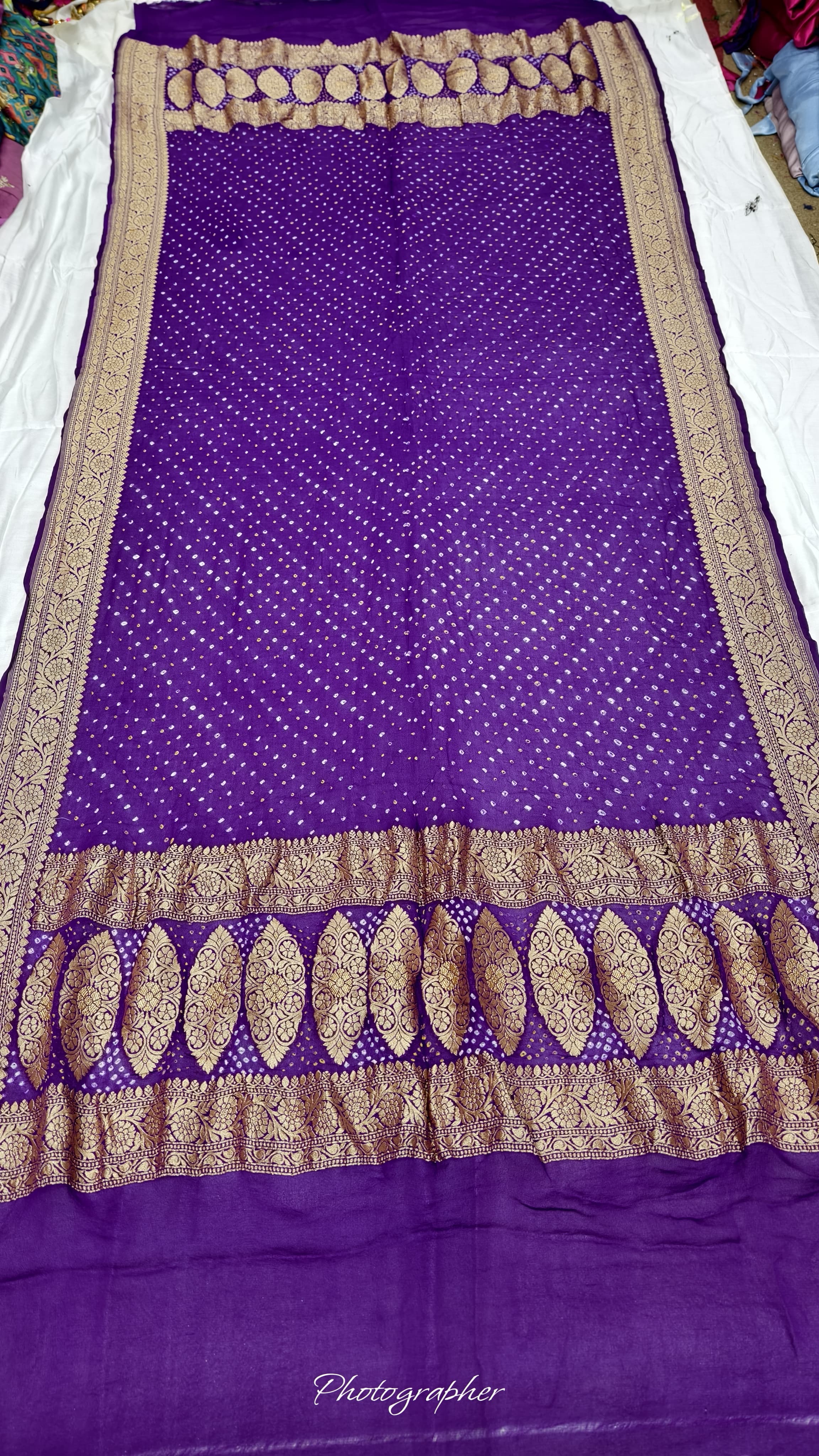 Premium Pure Georgette Dupatta with Hand Rai Bandej