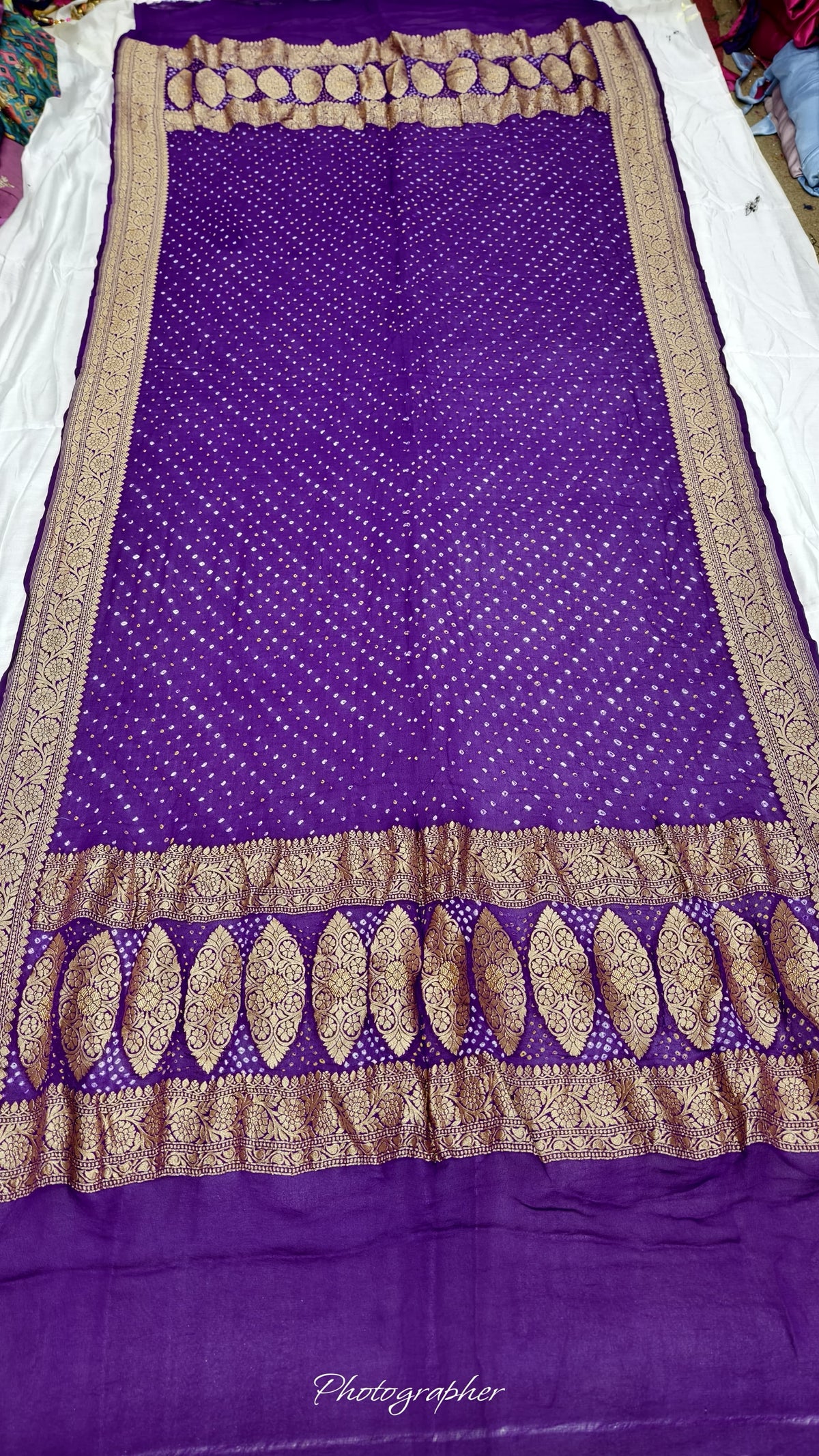 Premium Pure Georgette Dupatta with Hand Rai Bandej