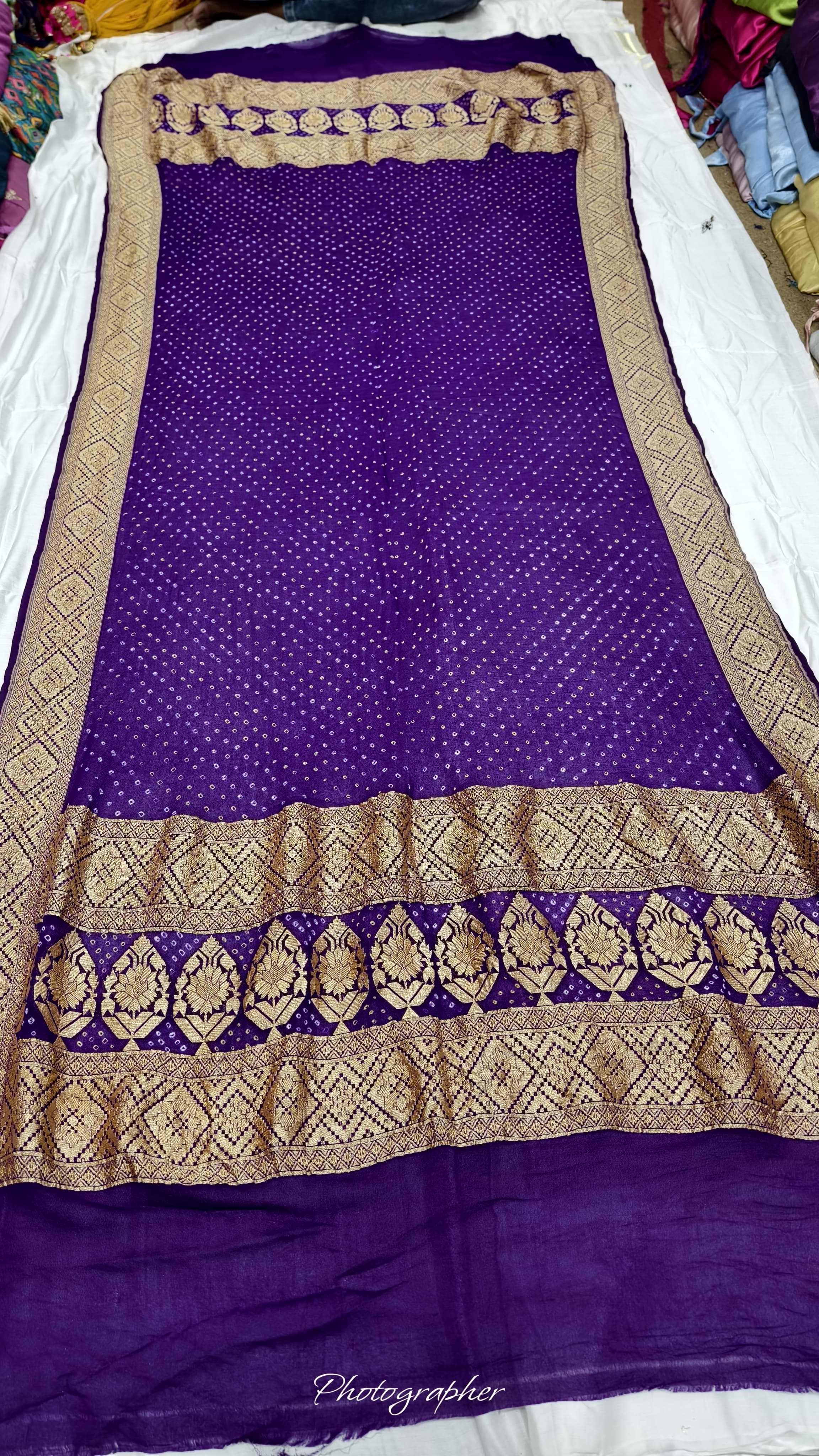 Premium Pure Georgette Dupatta with Hand Rai Bandej