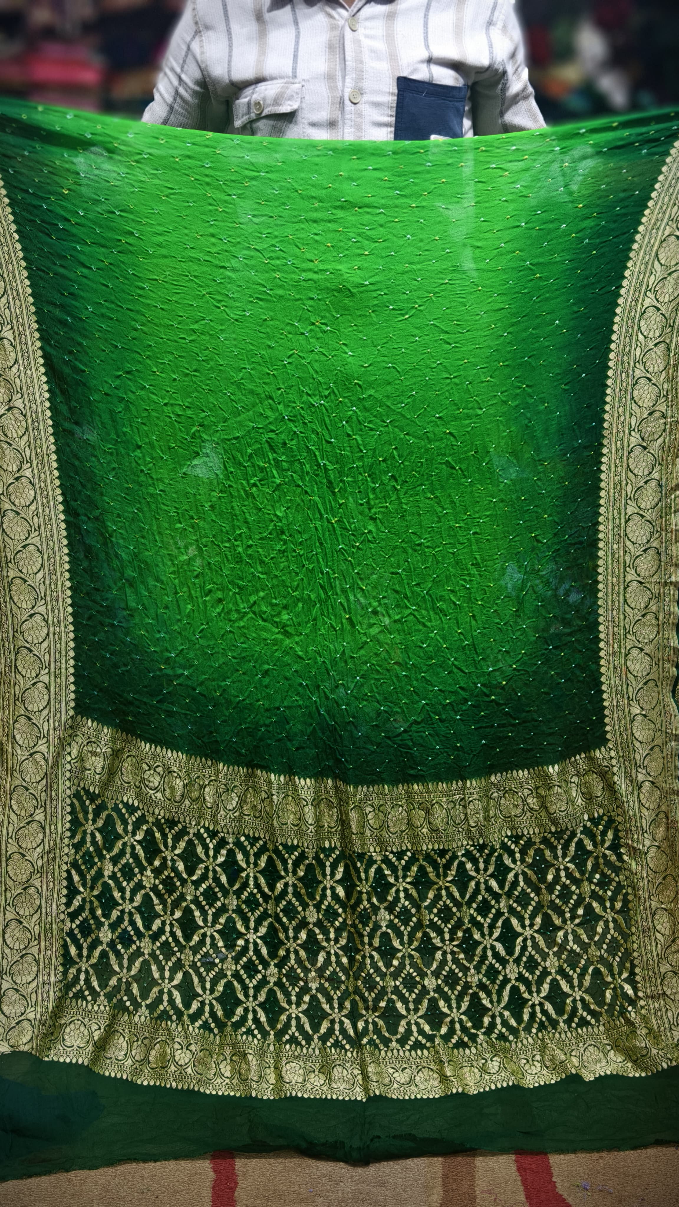Premium Pure Georgette Dupatta with Hand Rai Bandej