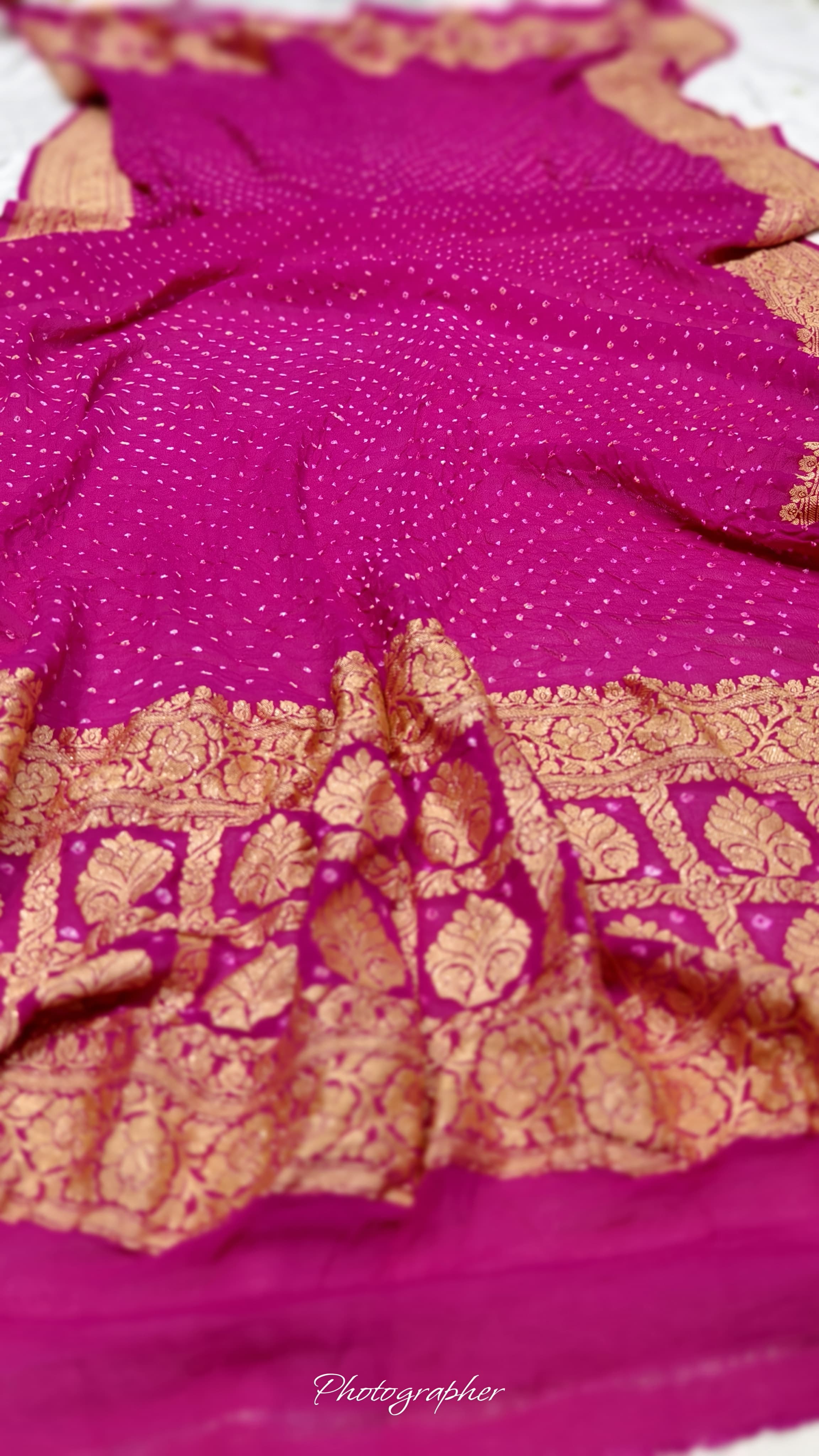 Premium Pure Georgette Dupatta with Hand Rai Bandej