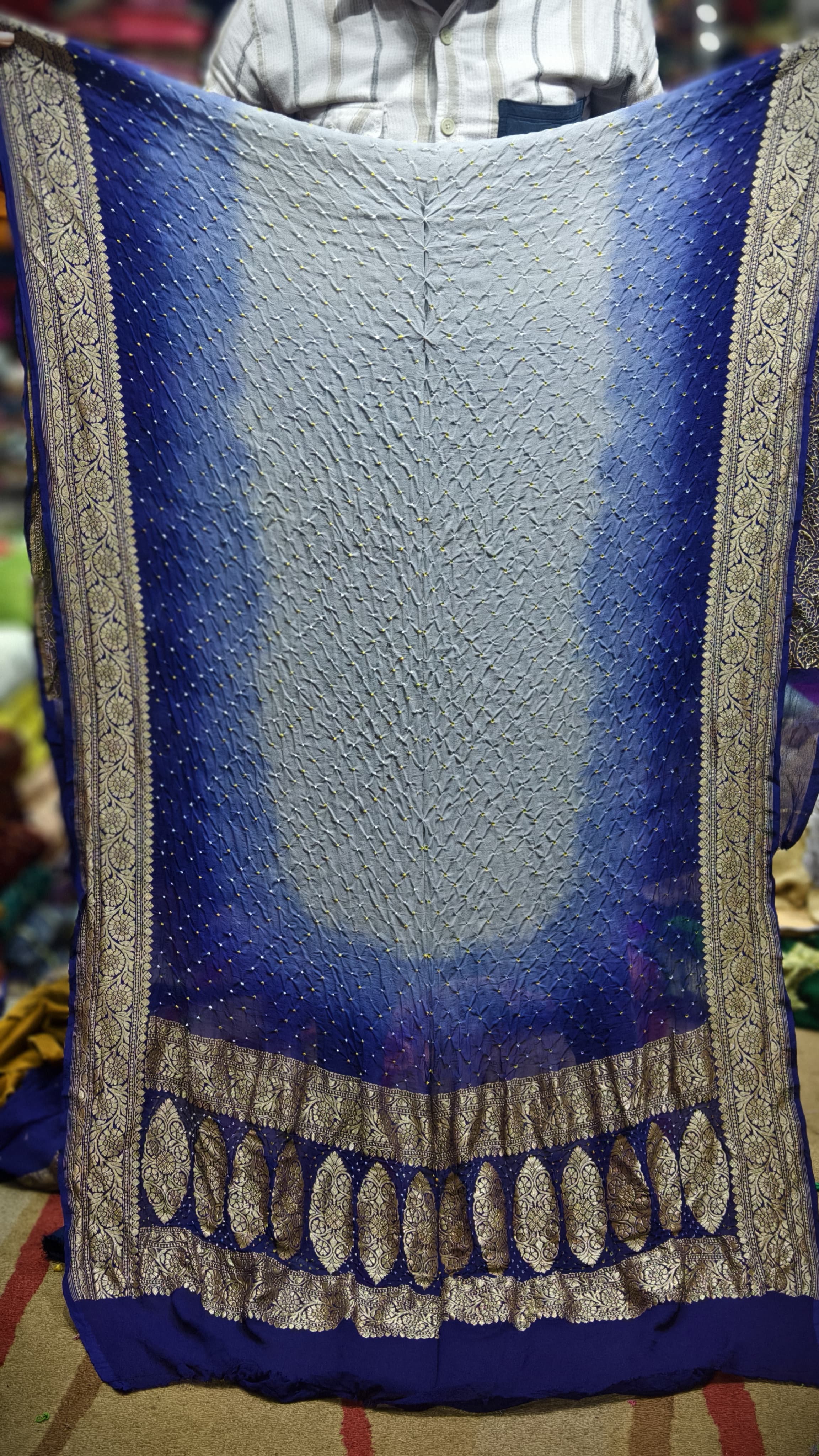 Premium Pure Georgette Dupatta with Hand Rai Bandej