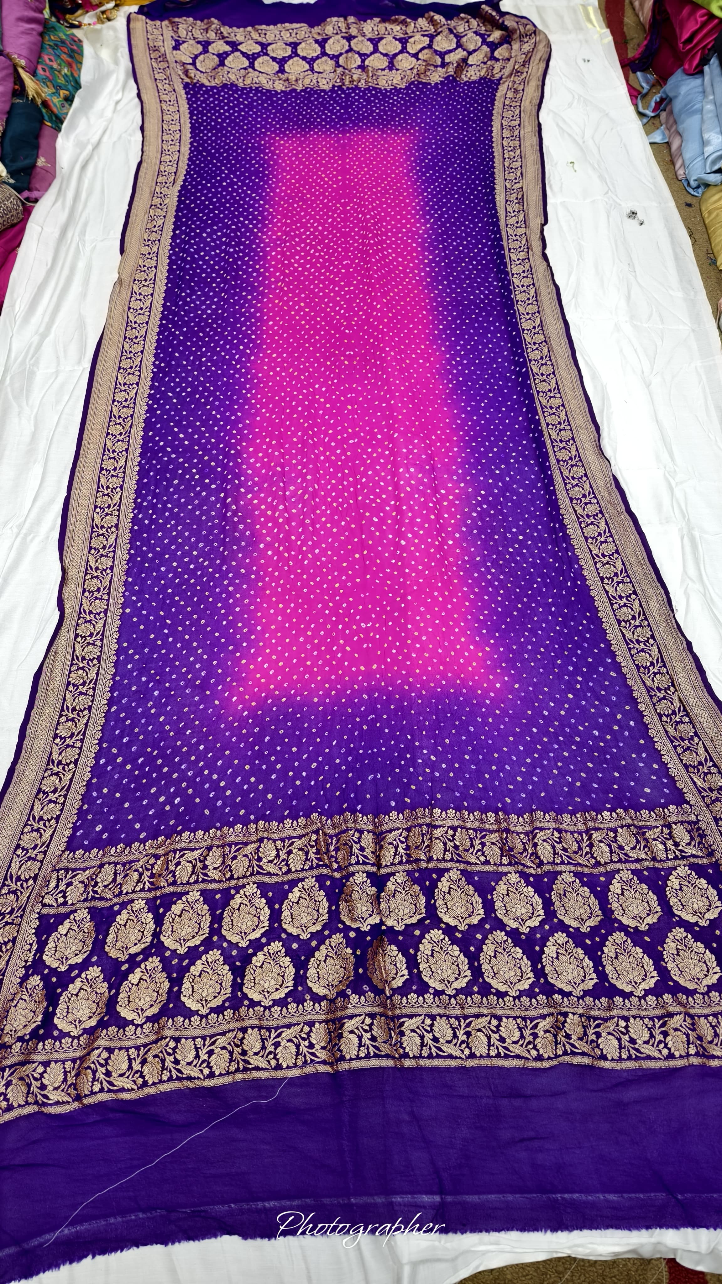 Premium Pure Georgette Dupatta with Hand Rai Bandej