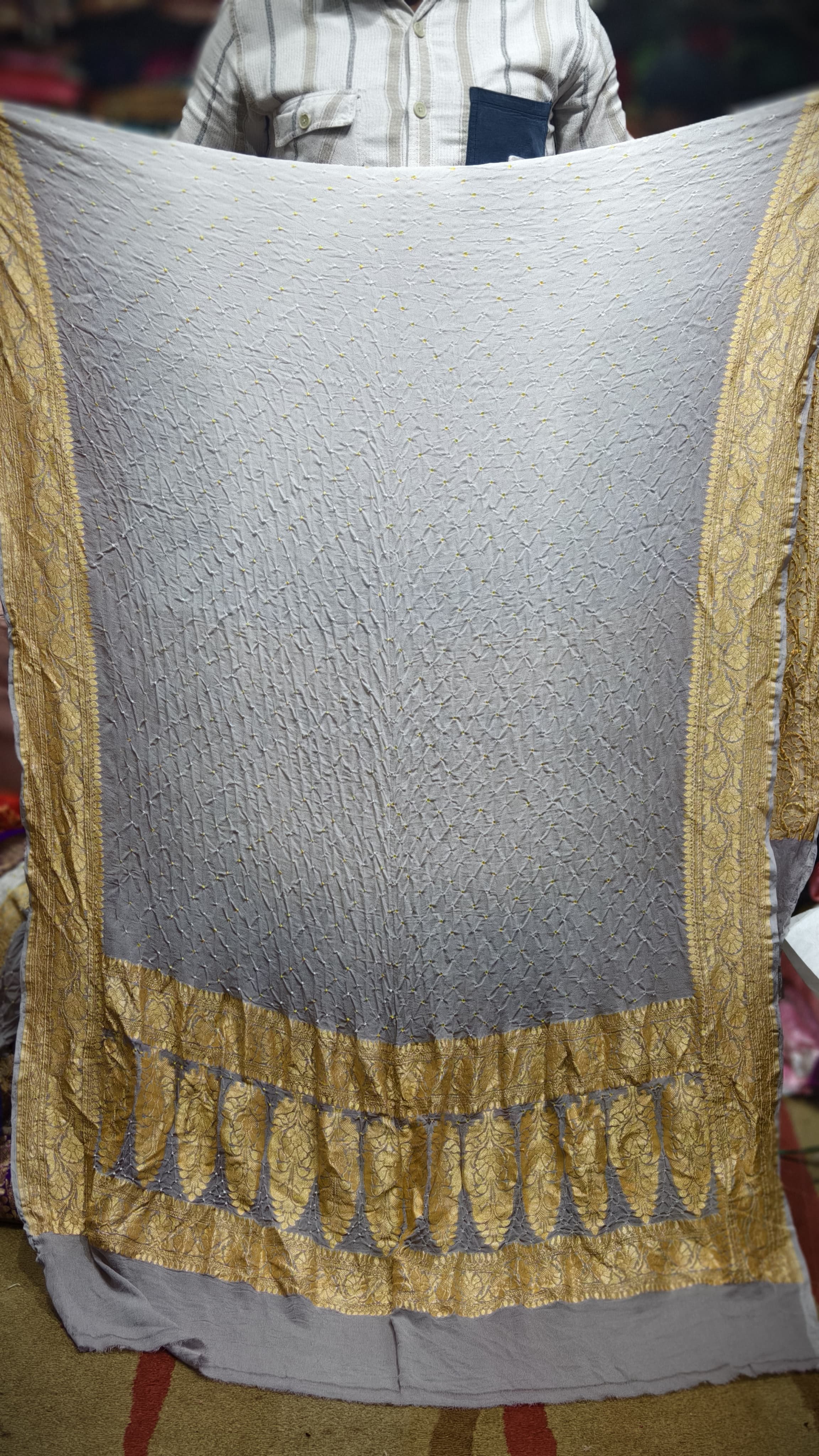 Premium Pure Georgette Dupatta with Hand Rai Bandej
