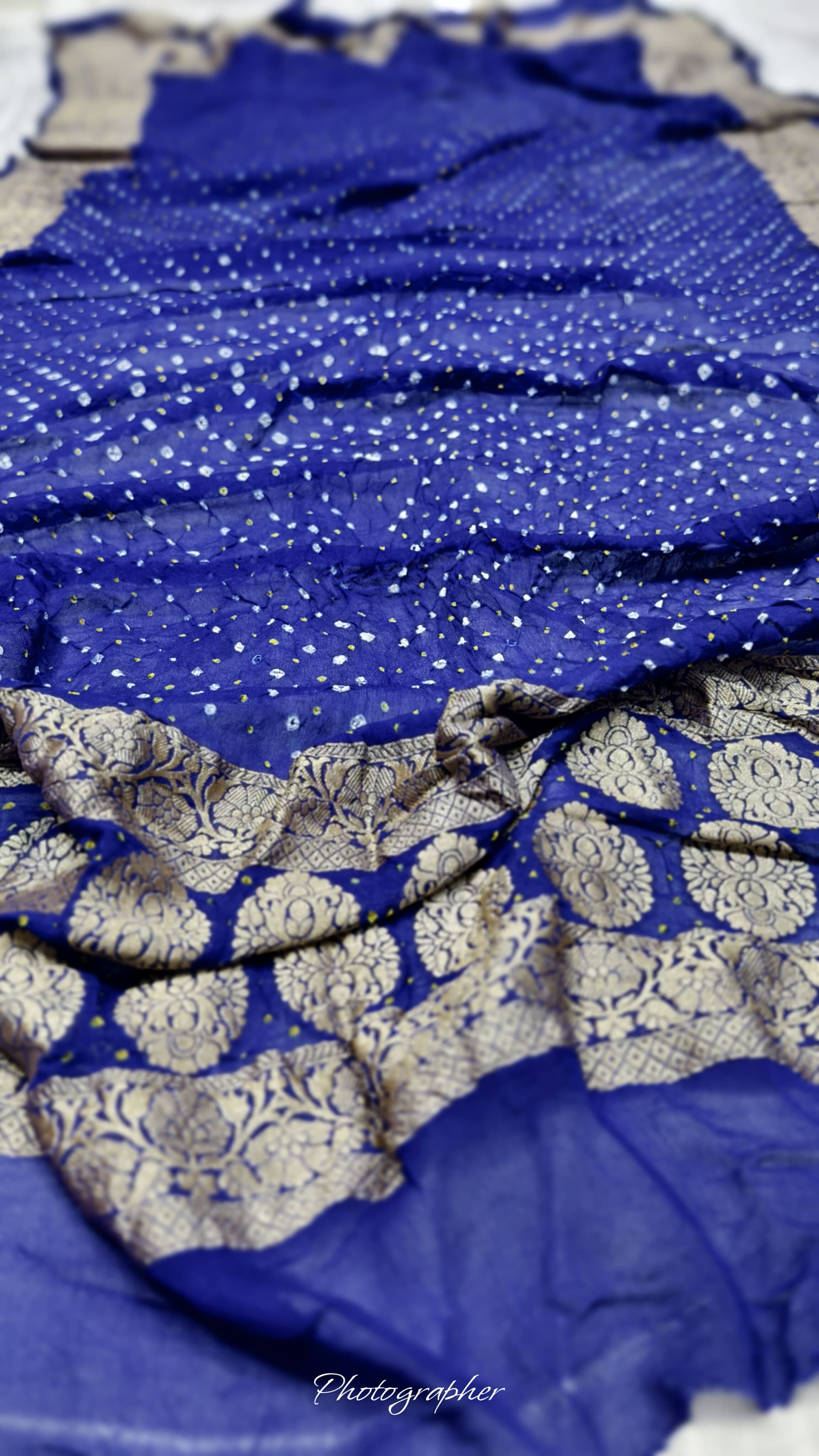 Premium Pure Georgette Dupatta with Hand Rai Bandej