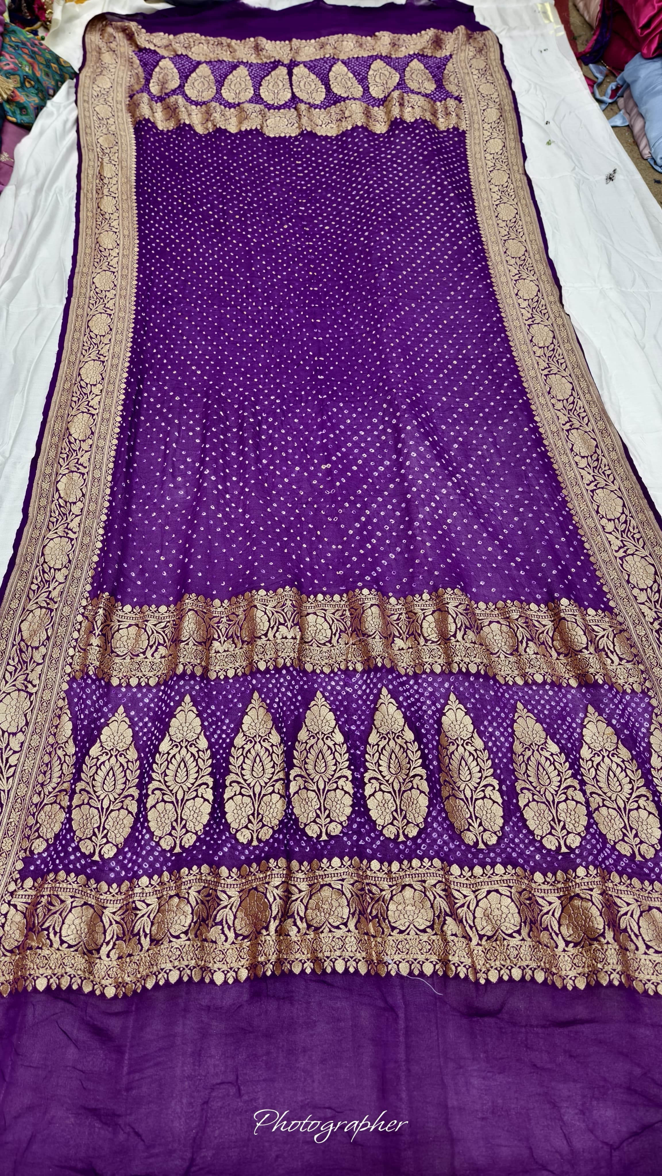 Premium Pure Georgette Dupatta with Hand Rai Bandej