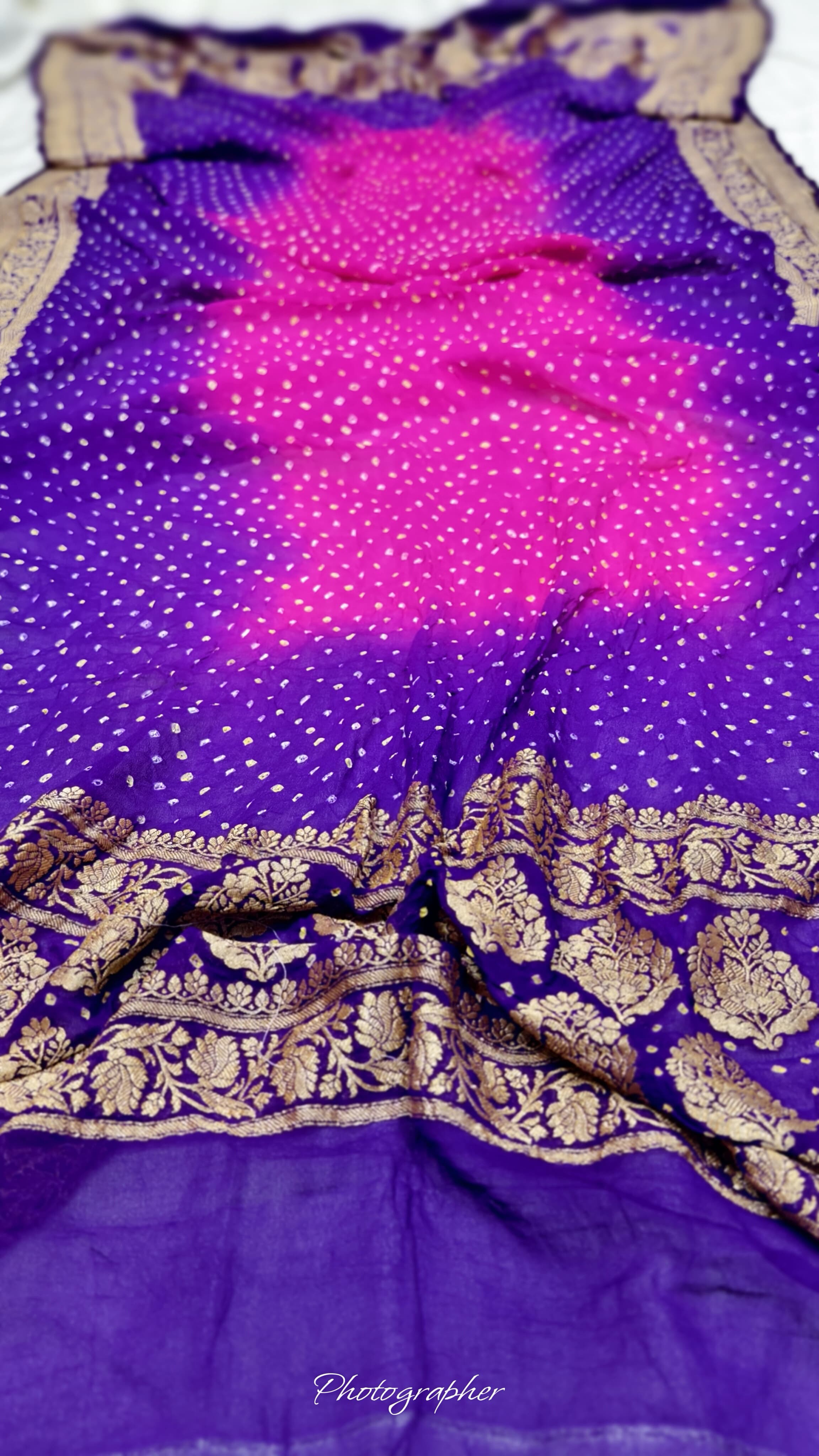 Premium Pure Georgette Dupatta with Hand Rai Bandej