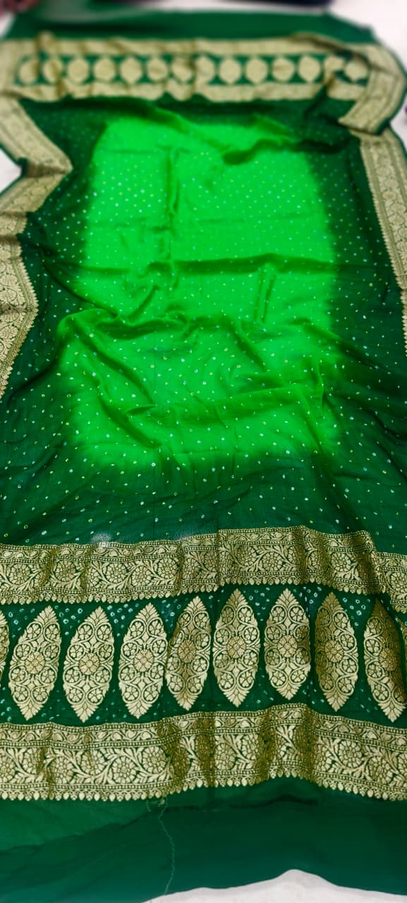 Pure Banarasi Georgette Rai Bandhej Dupatta