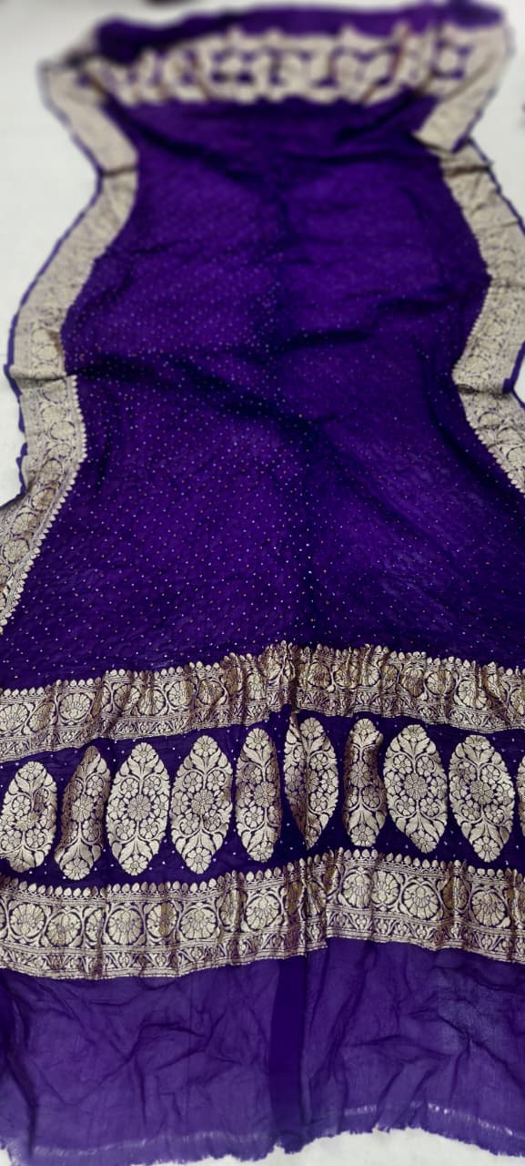 Pure Banarasi Georgette Rai Bandhej Dupatta