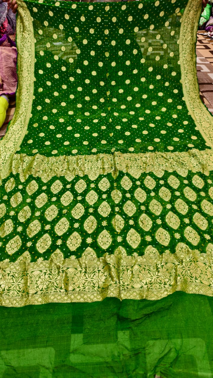 Pure Banarasi Georgette Rai Bandhej Saree
