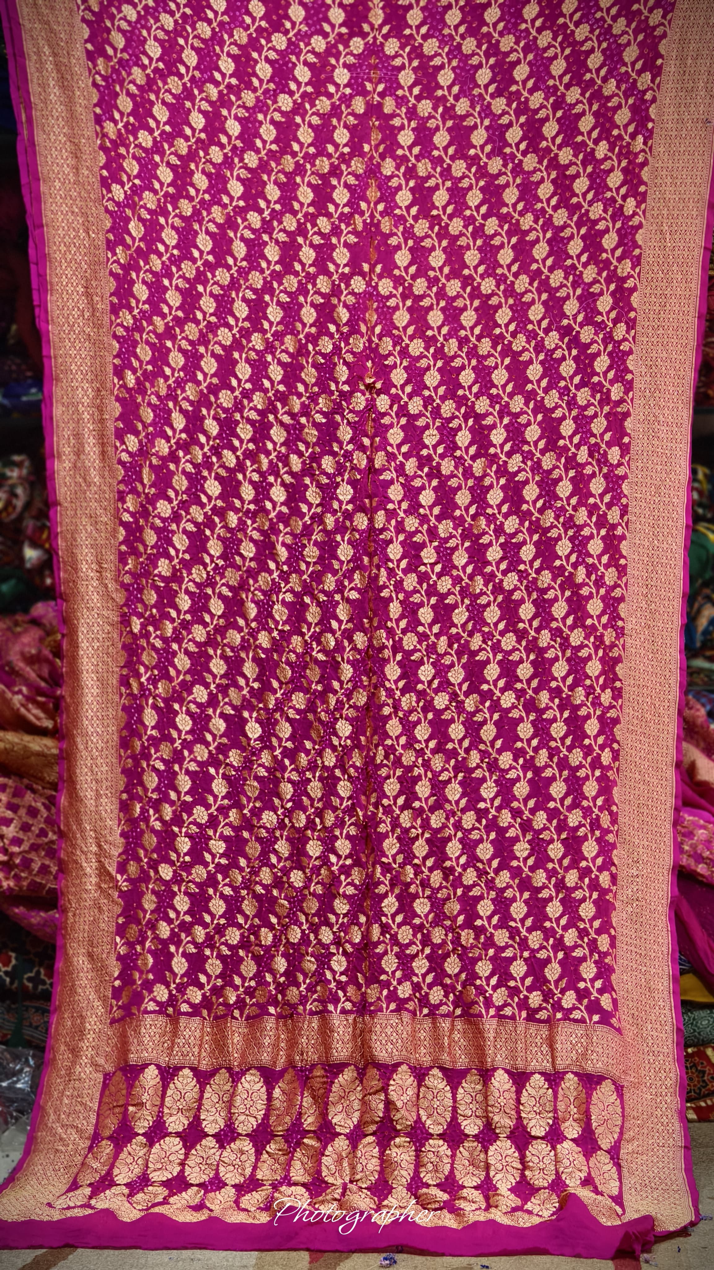 Pure Banarasi Georgette Real Neem Zari Upada Saree
