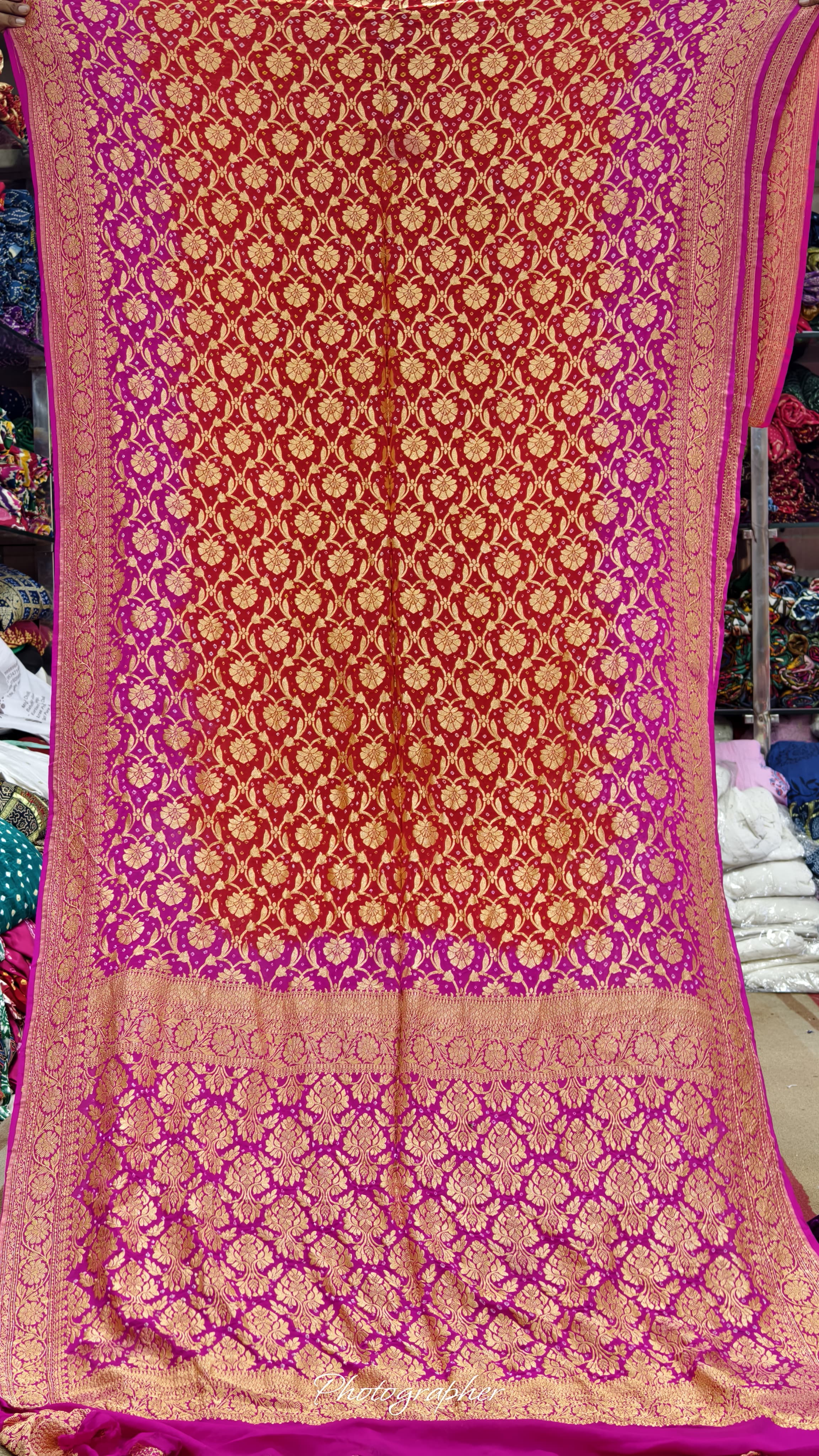Pure Banarasi Georgette Real Neem Zari Upada Saree