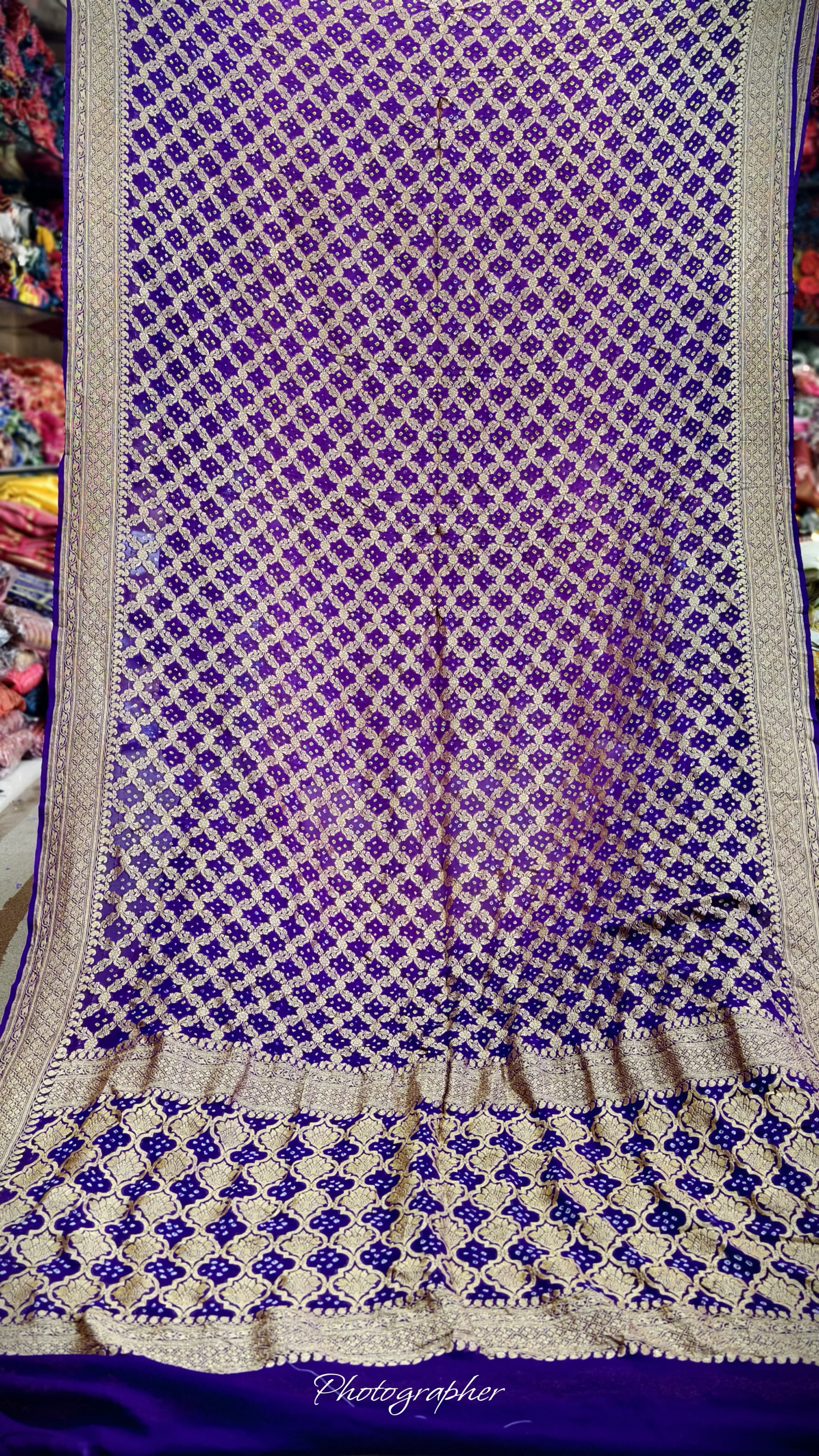 Pure Banarasi Georgette Real Neem Zari Upada Saree