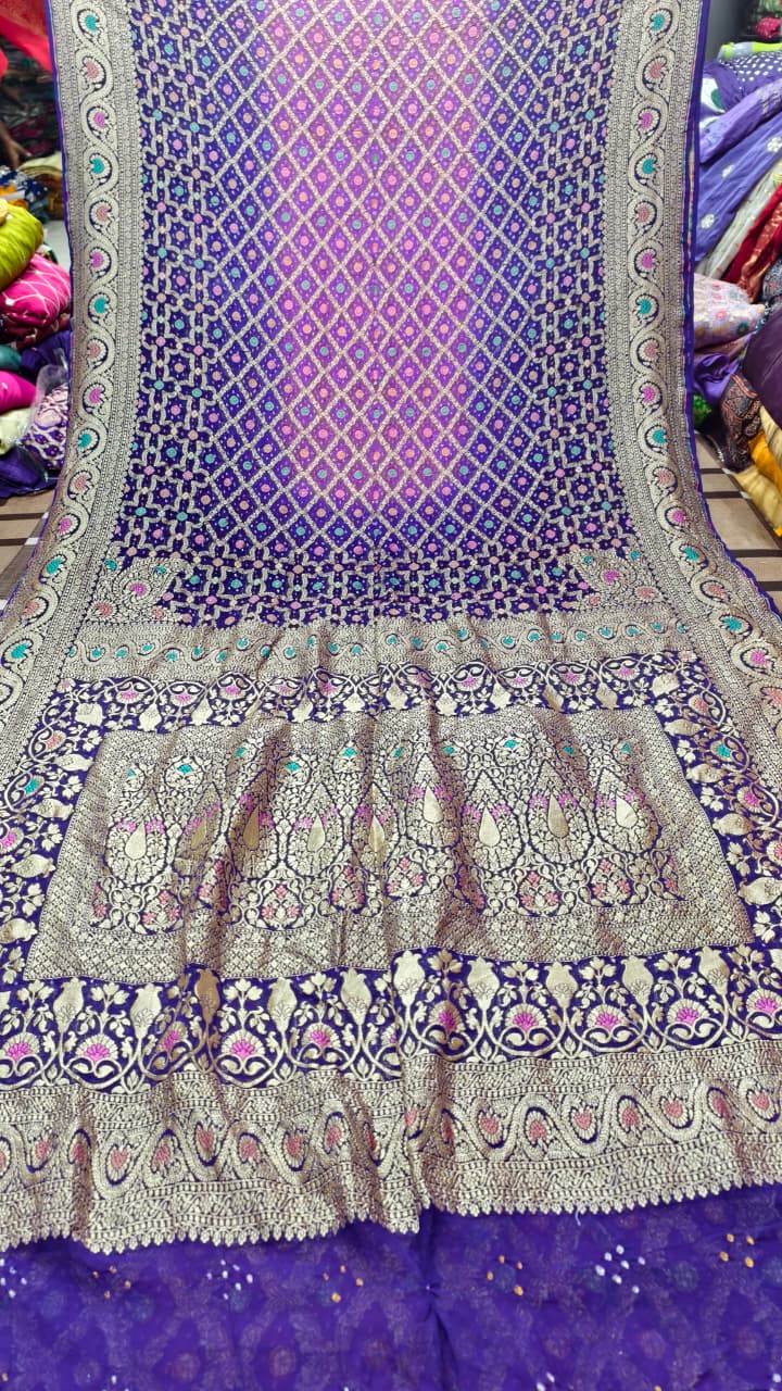 Pure Banarasi Georgette Real Upada Minakari Saree