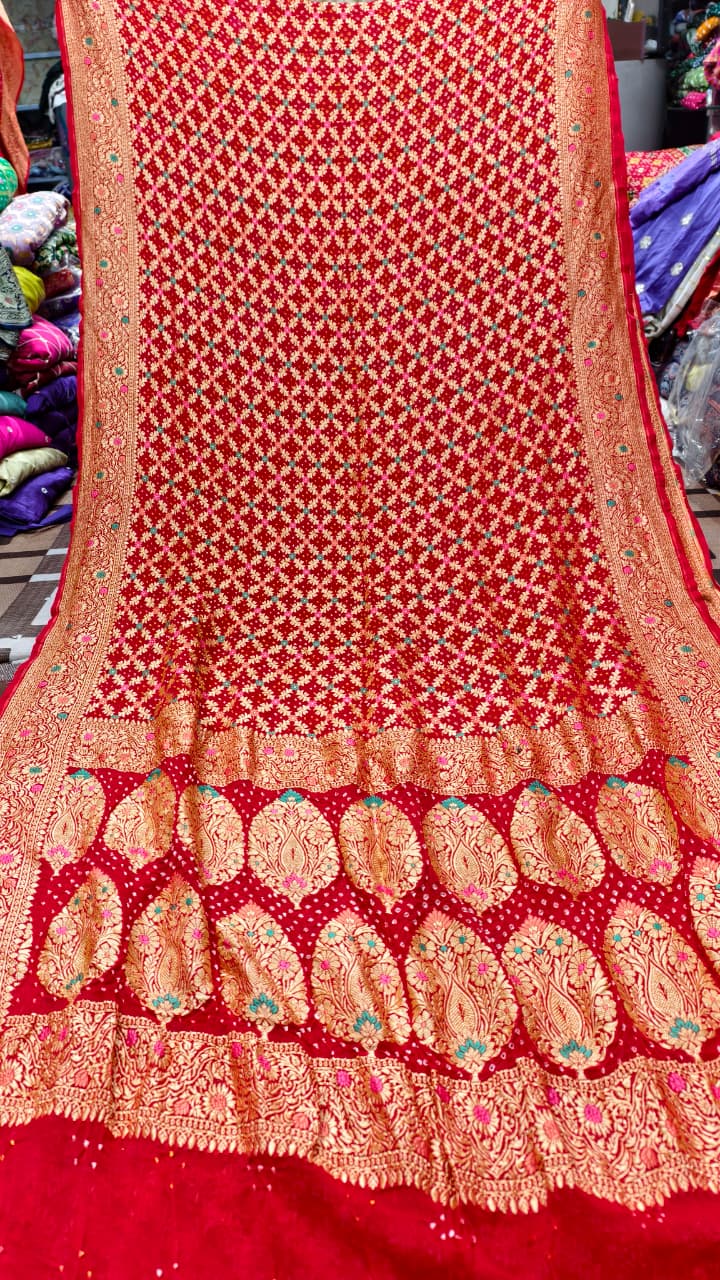 Pure Banarasi Georgette Real Upada Minakari Saree