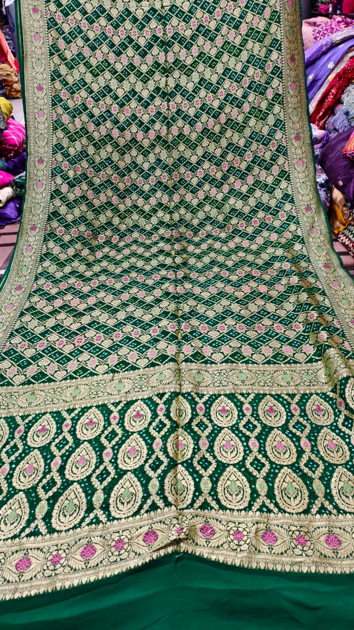 Pure Banarasi Georgette Real Upada Minakari Saree