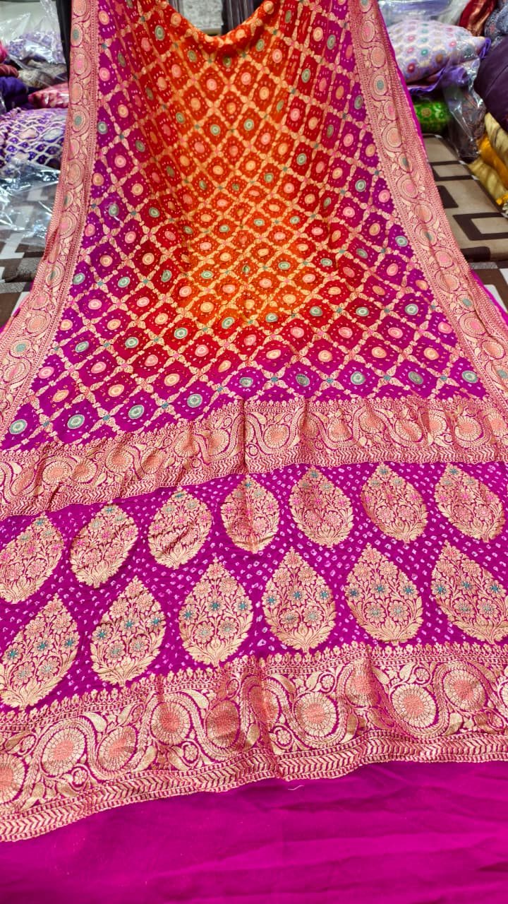 Pure Banarasi Georgette Real Upada Minakari Saree