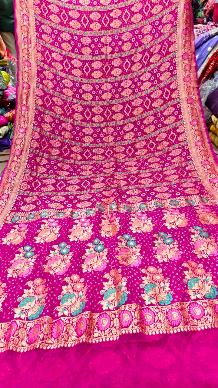 Pure Banarasi Georgette Real Upada Minakari Saree