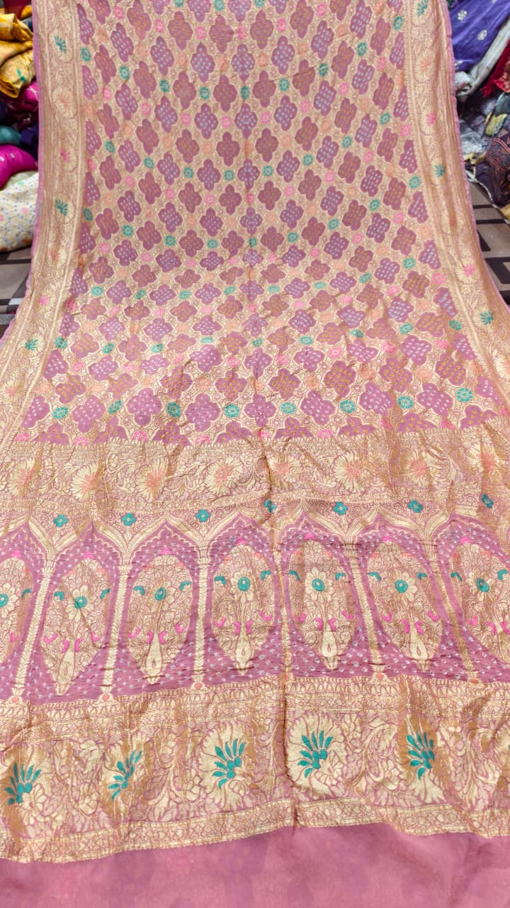 Pure Banarasi Georgette Real Upada Minakari Saree