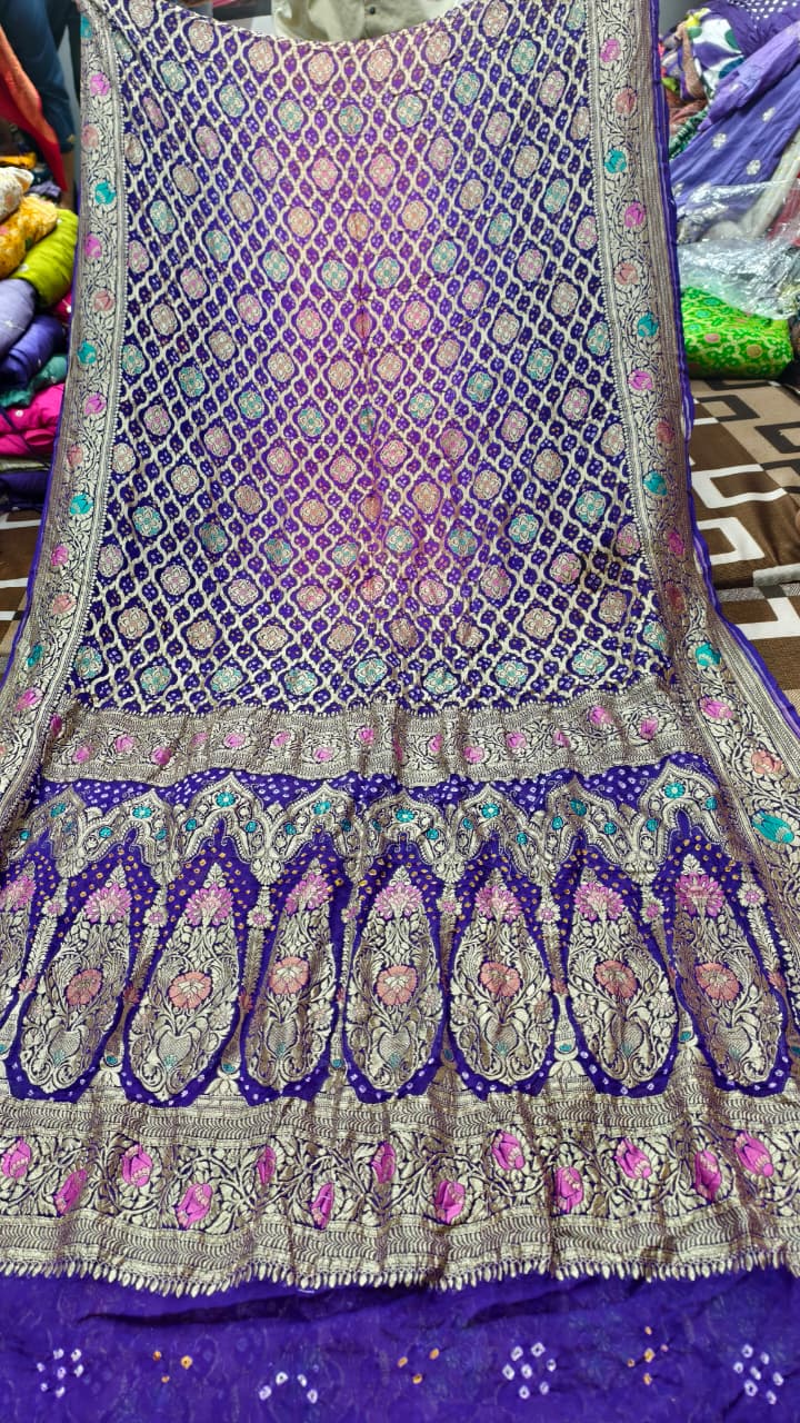 Pure Banarasi Georgette Real Upada Minakari Saree