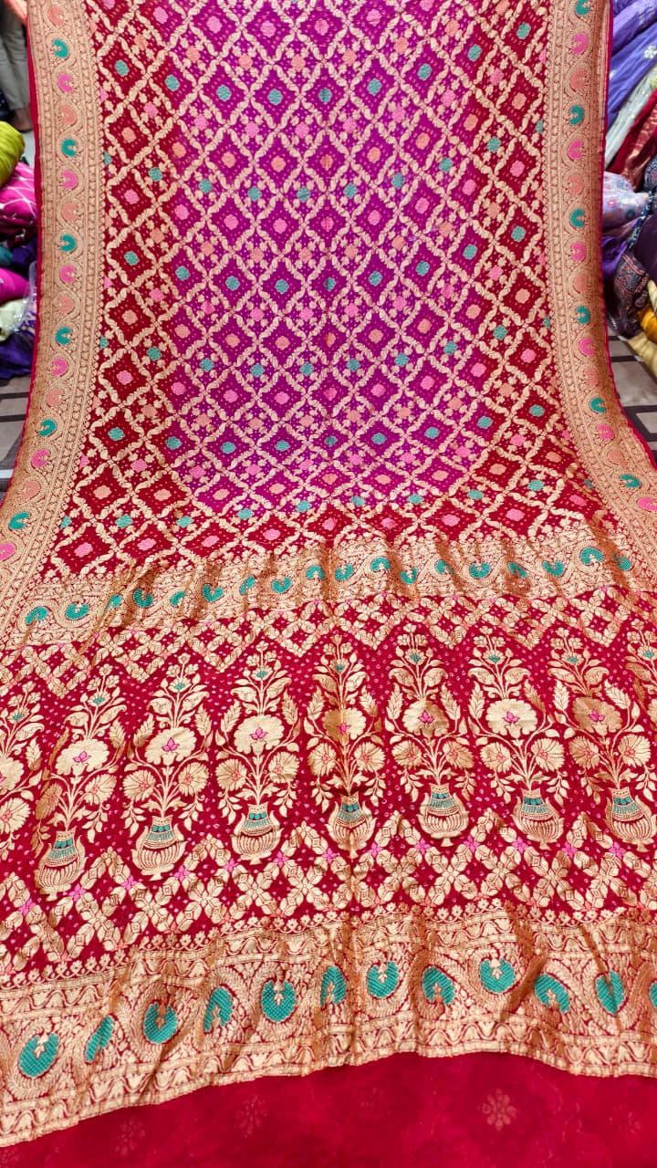 Pure Banarasi Georgette Real Upada Minakari Saree