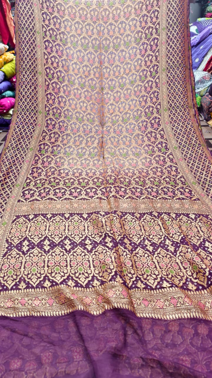 Pure Banarasi Georgette Real Upada Minakari Saree