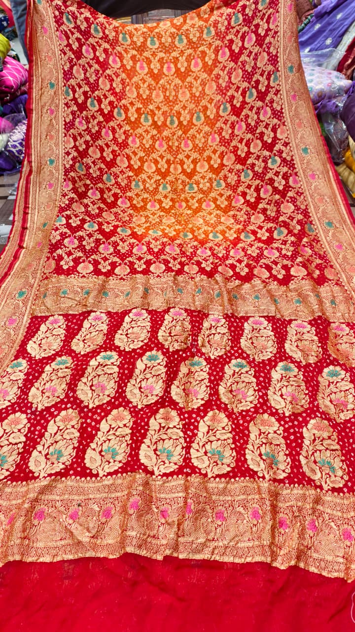 Pure Banarasi Georgette Real Upada Minakari Saree