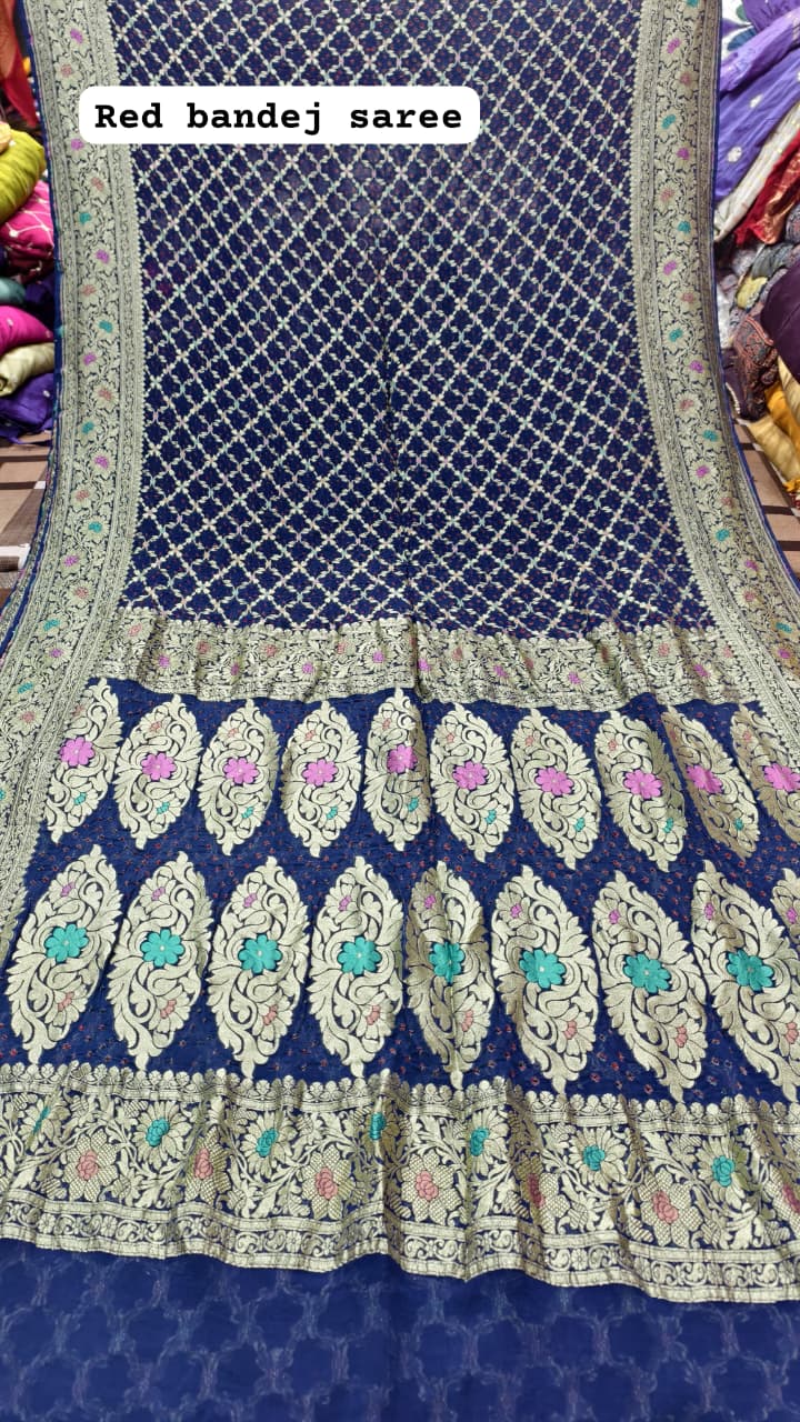 Pure Banarasi Georgette Real Upada Minakari Saree