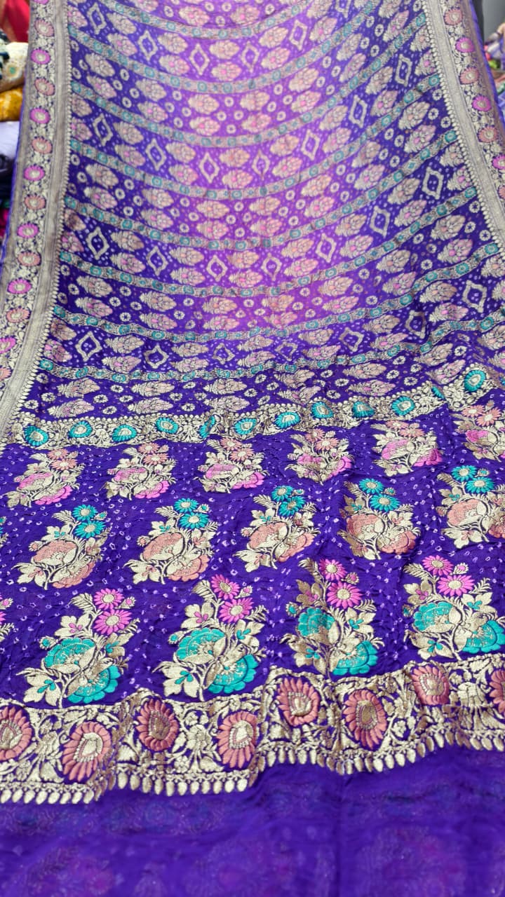 Pure Banarasi Georgette Real Upada Minakari Saree