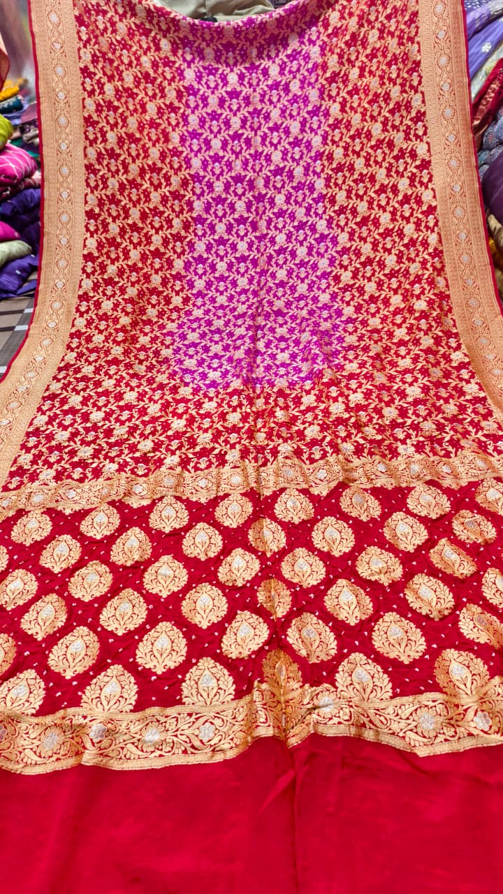 Pure Banarasi Georgette Real Upada Minakari Saree