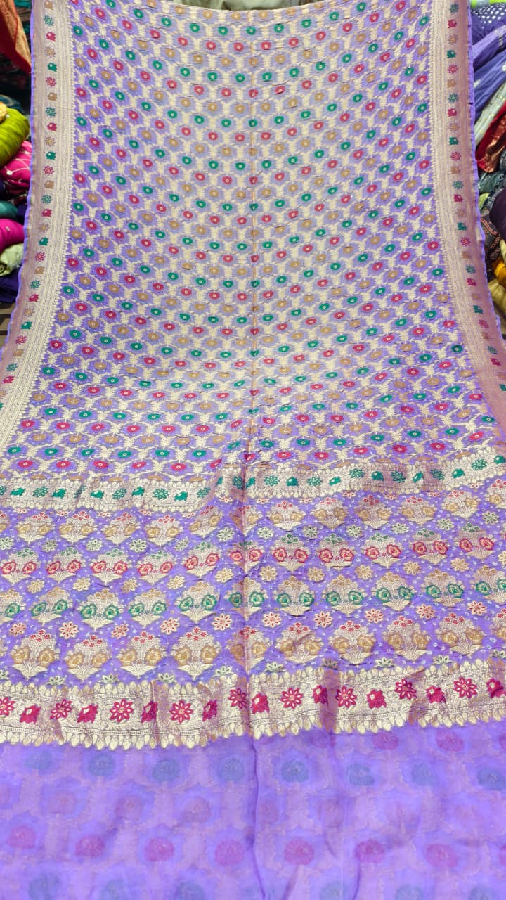 Pure Banarasi Georgette Real Upada Minakari Saree