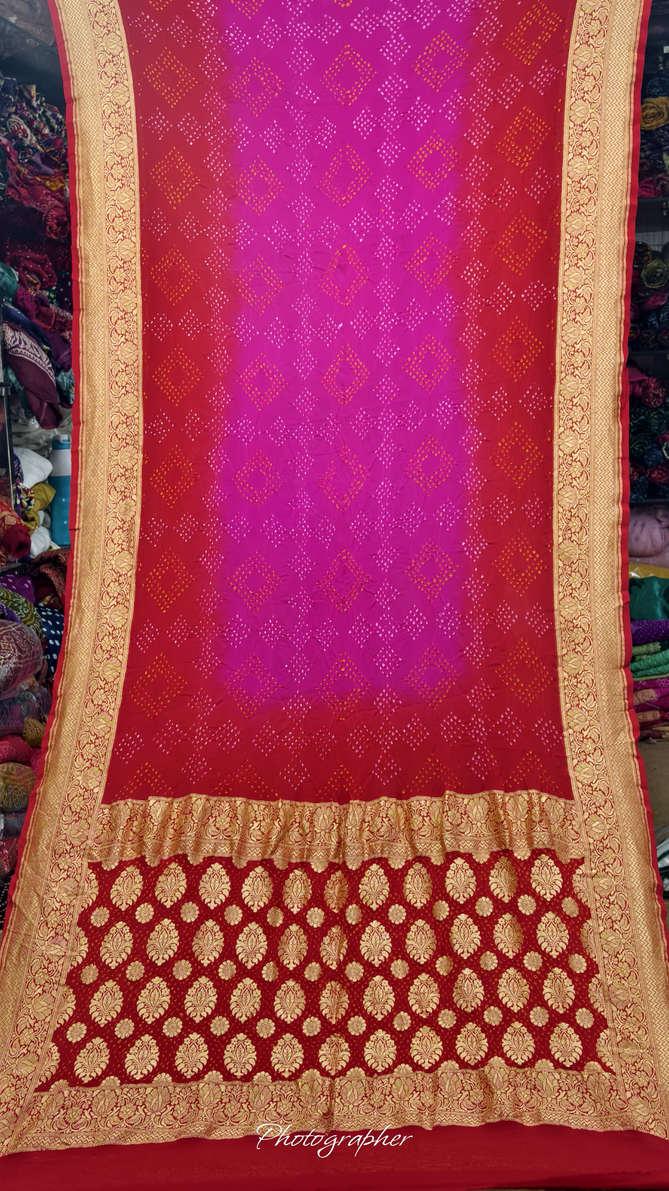 Pure Banarasi Original Georgette Fabric The Classic With Pure Hand Rai Bandej Saree