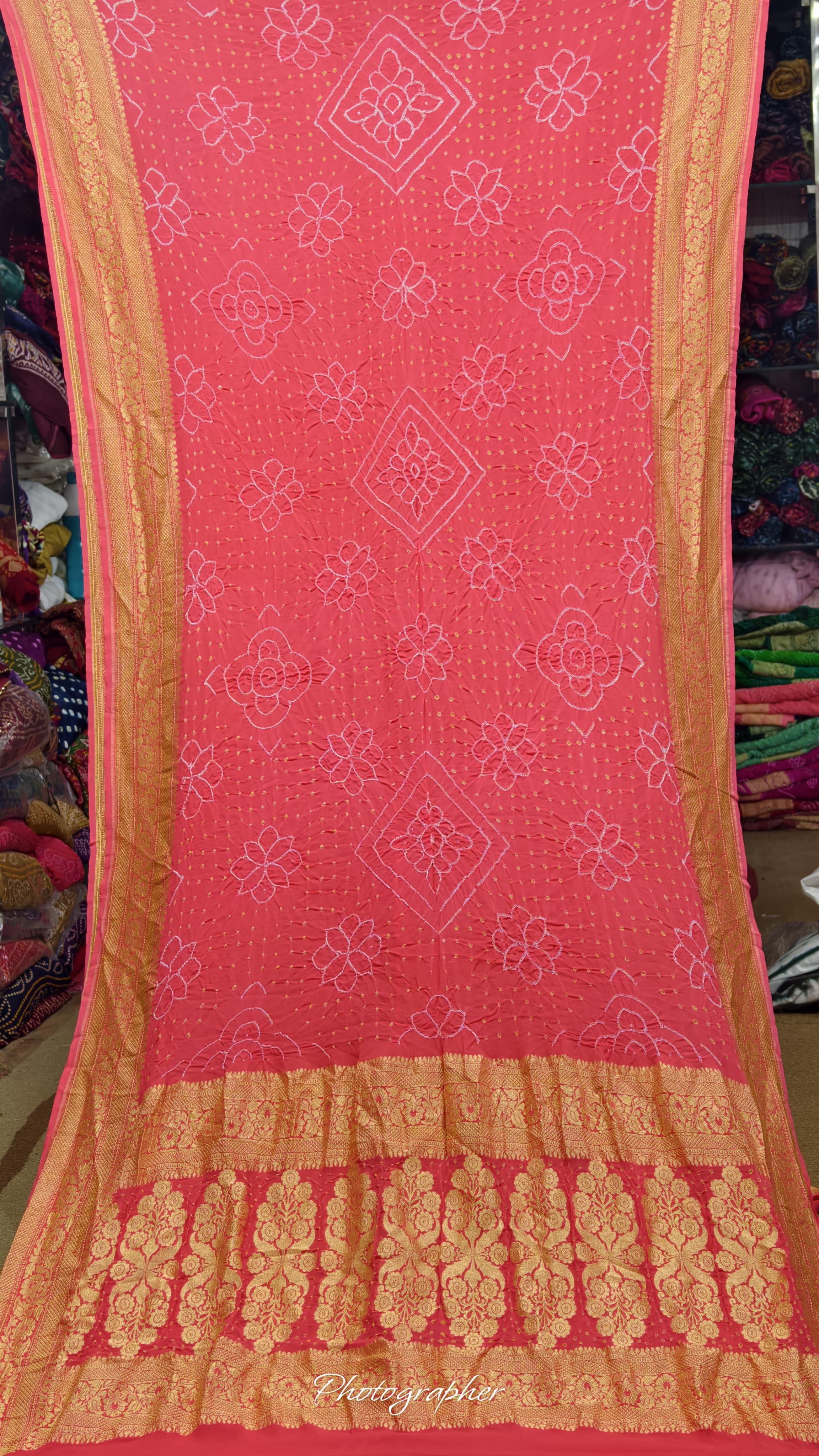 Pure Banarasi Original Georgette Fabric The Classic With Pure Hand Rai Bandej Saree
