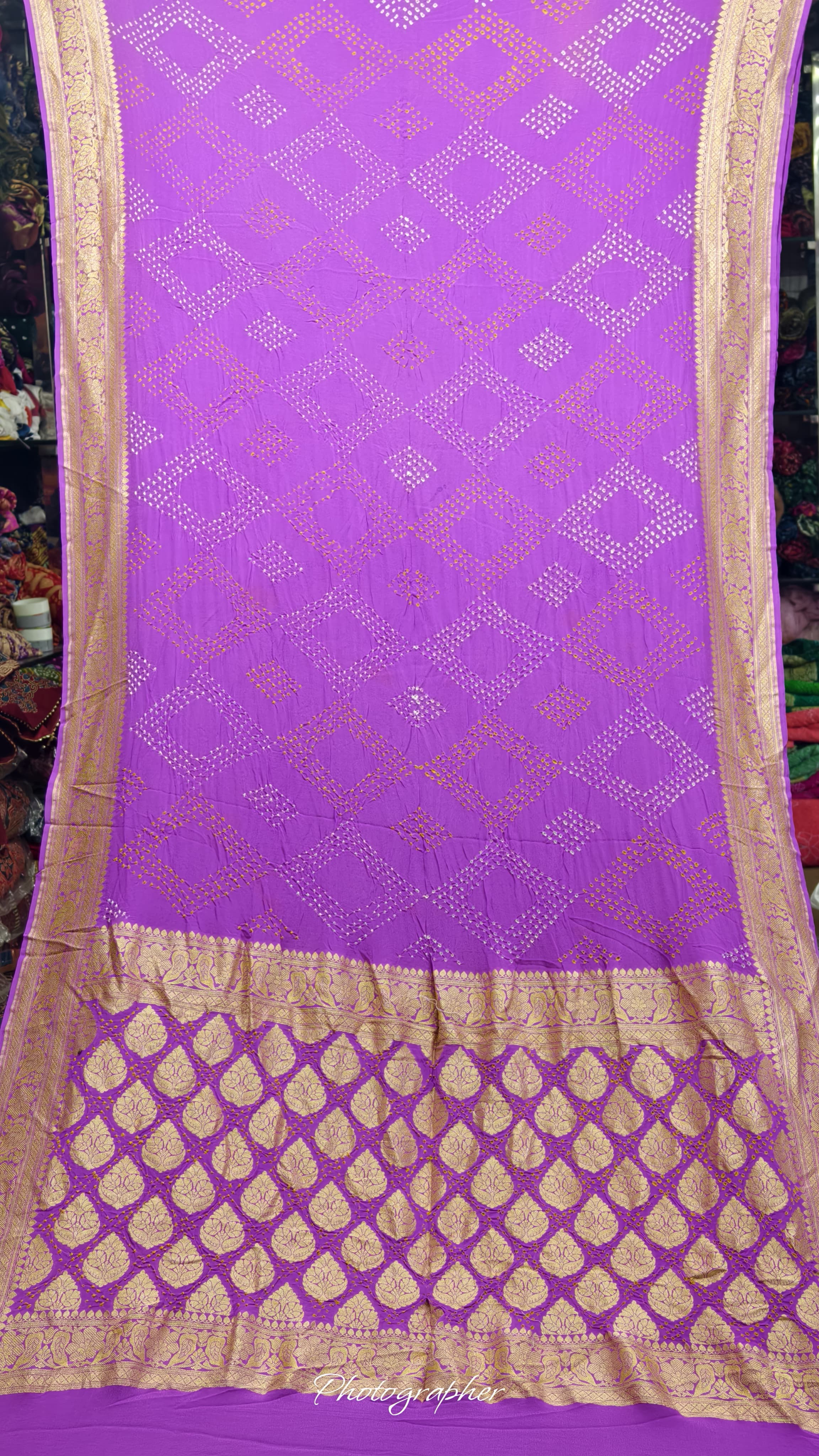 Pure Banarasi Original Georgette Fabric The Classic With Pure Hand Rai Bandej Saree