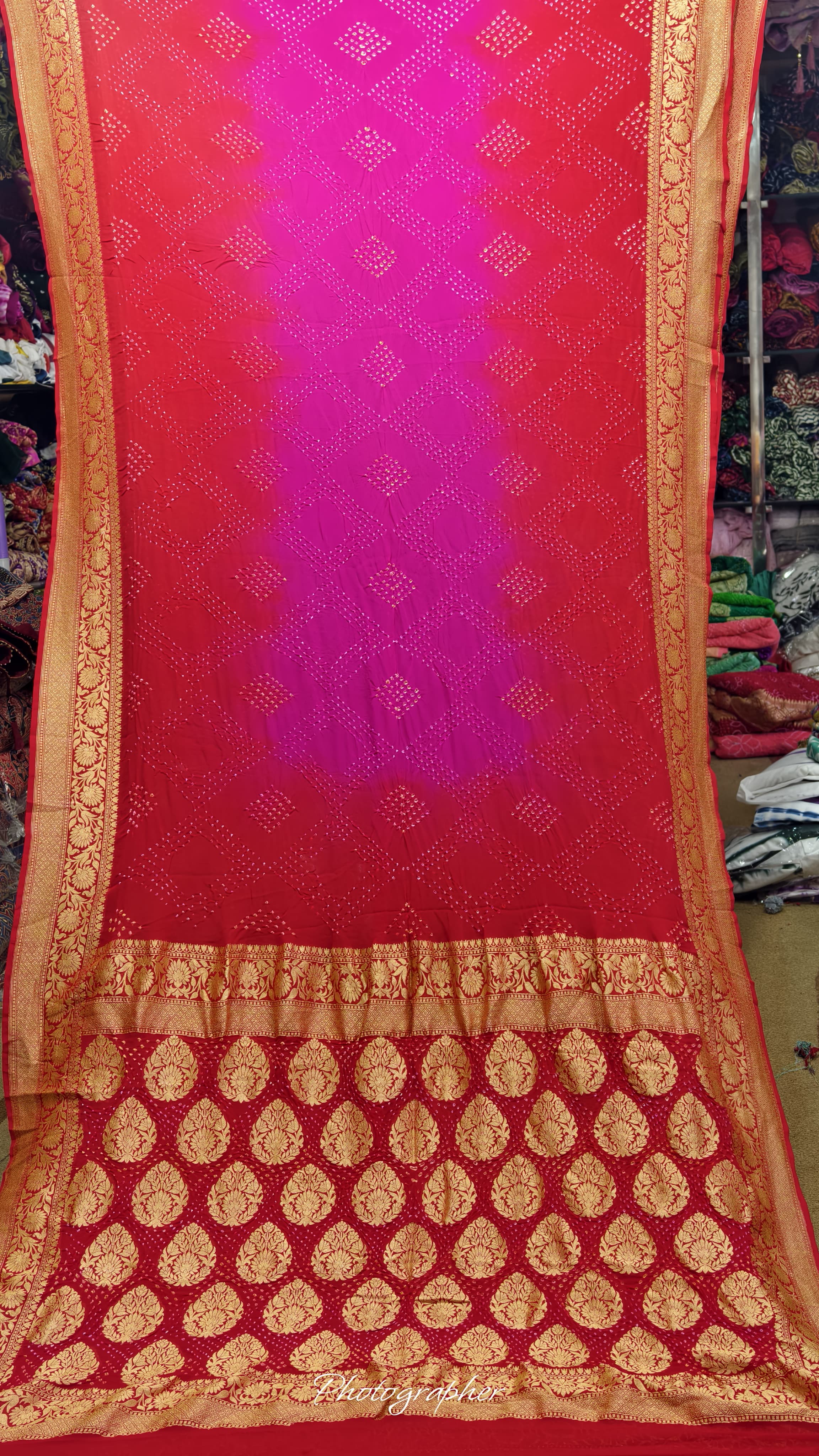 Pure Banarasi Original Georgette Fabric The Classic With Pure Hand Rai Bandej Saree