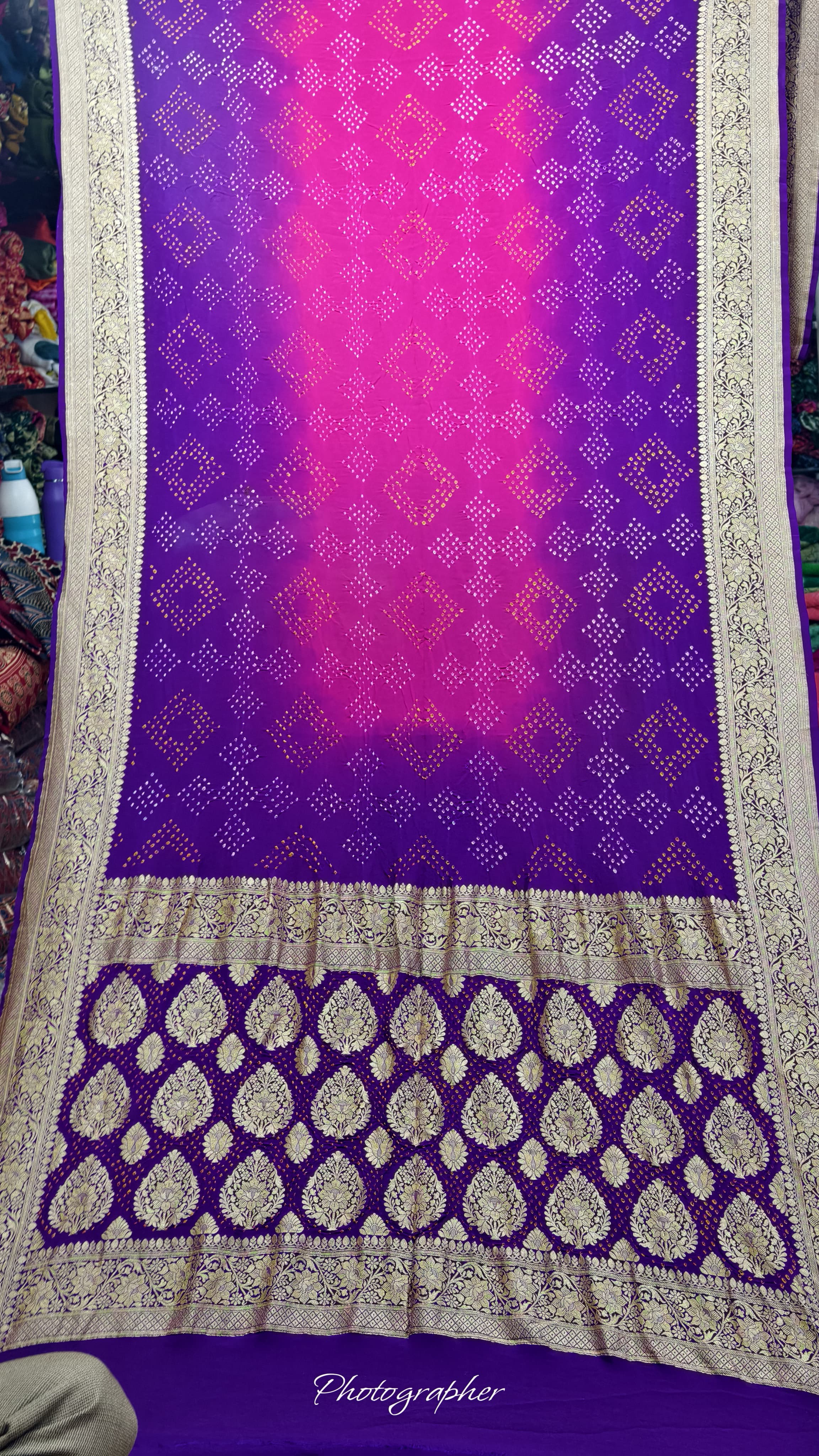 Pure Banarasi Original Georgette Fabric The Classic With Pure Hand Rai Bandej Saree