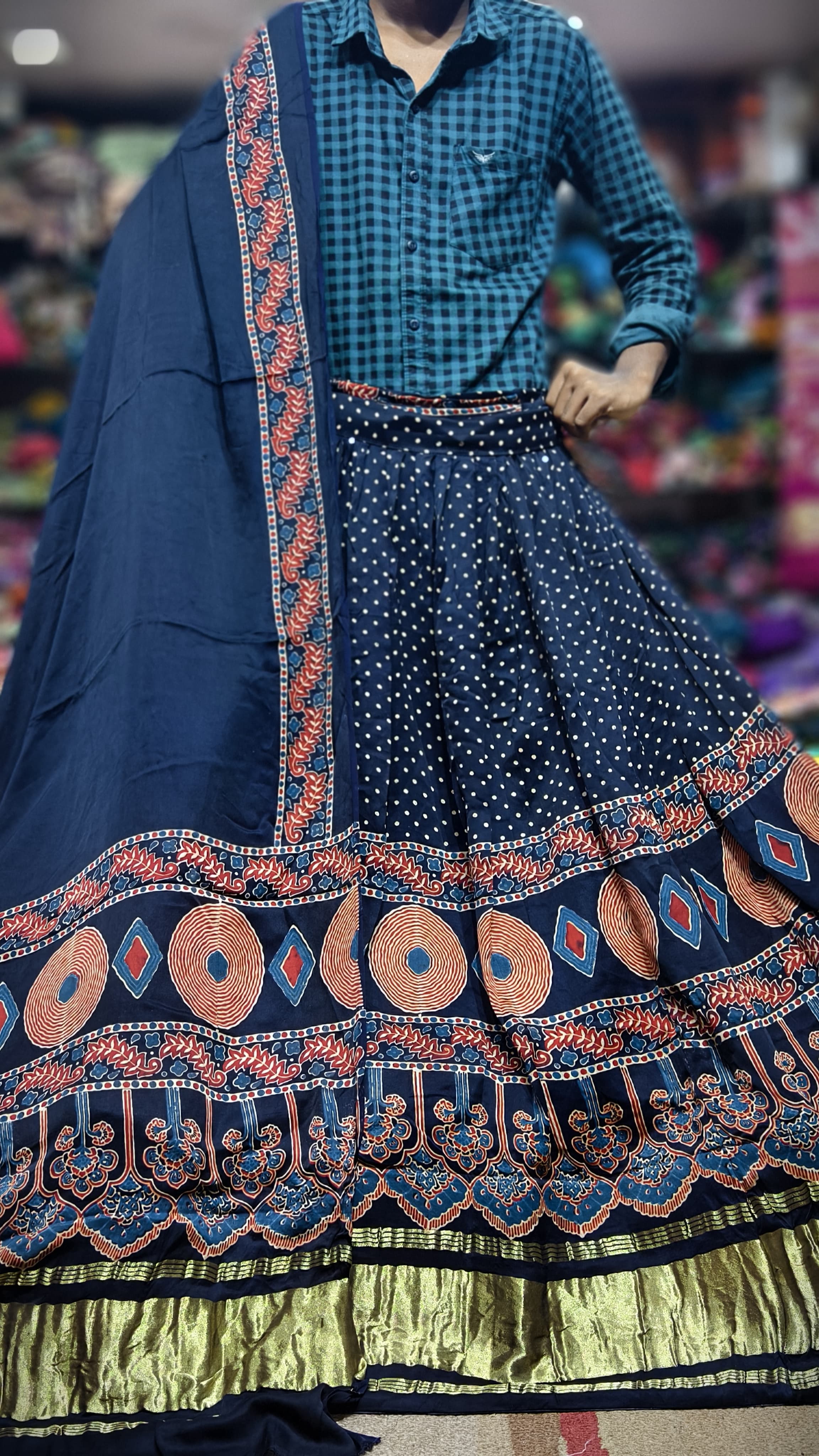 Pure Gaji Silk Chaniyacholi with Heavy Lagdi Pallu