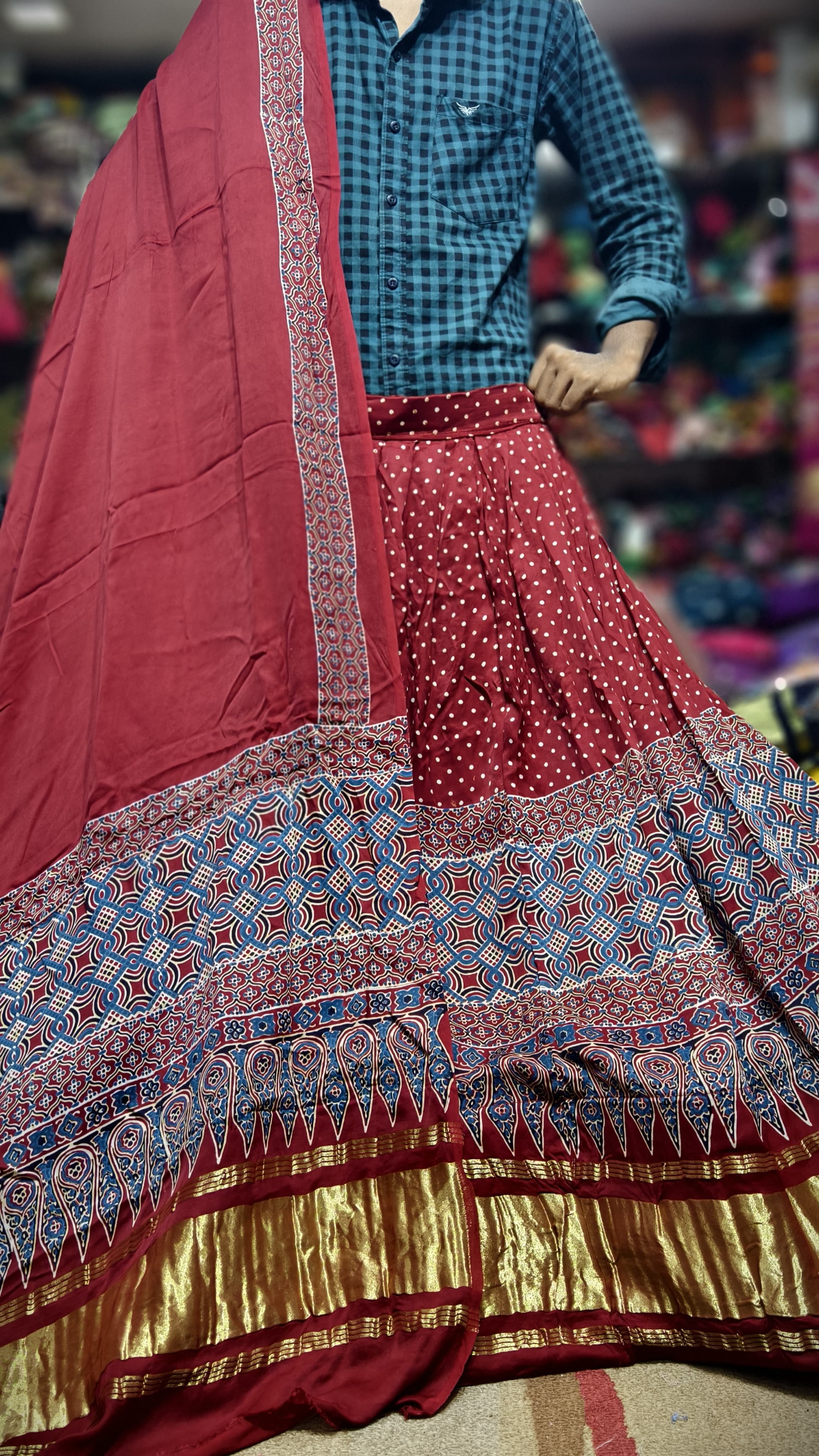 Pure Gaji Silk Chaniyacholi with Heavy Lagdi Pallu