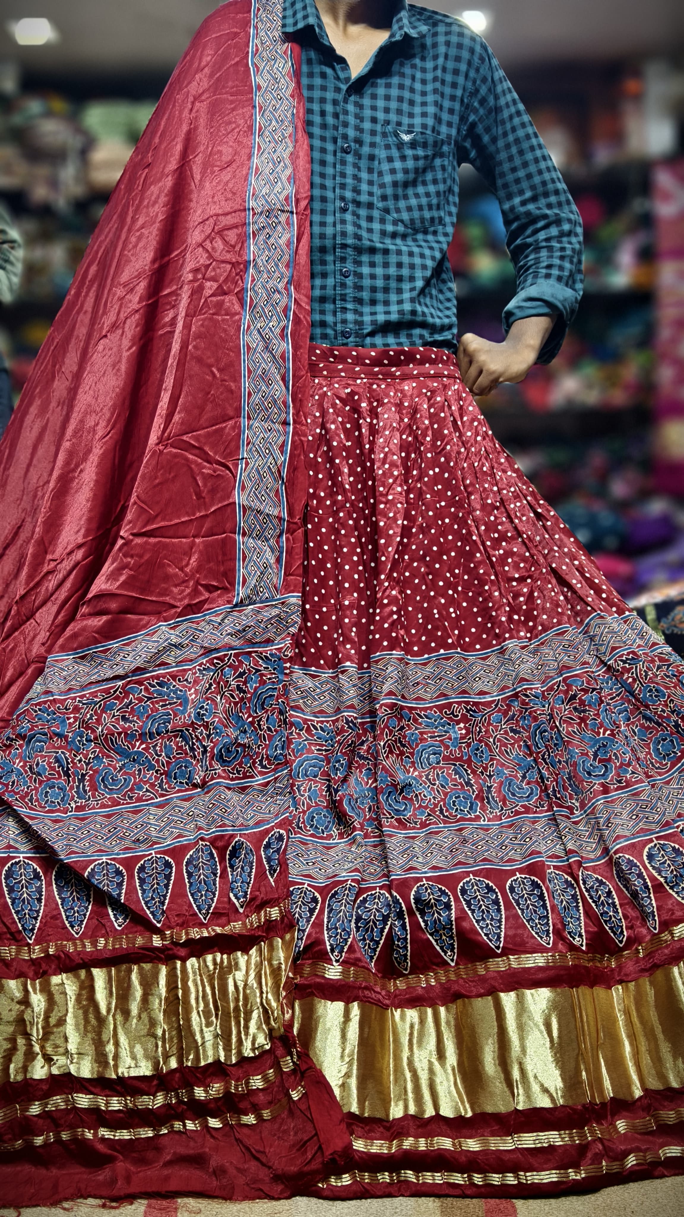 Pure Gaji Silk Chaniyacholi with Heavy Lagdi Pallu