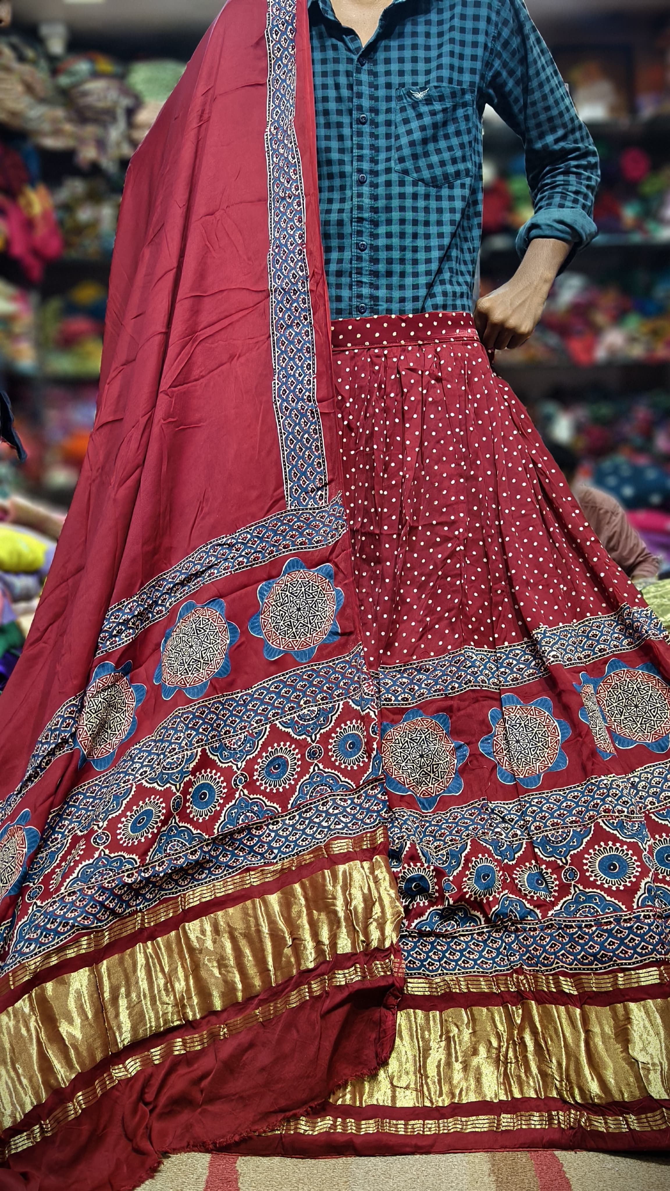 Pure Gaji Silk Chaniyacholi with Heavy Lagdi Pallu