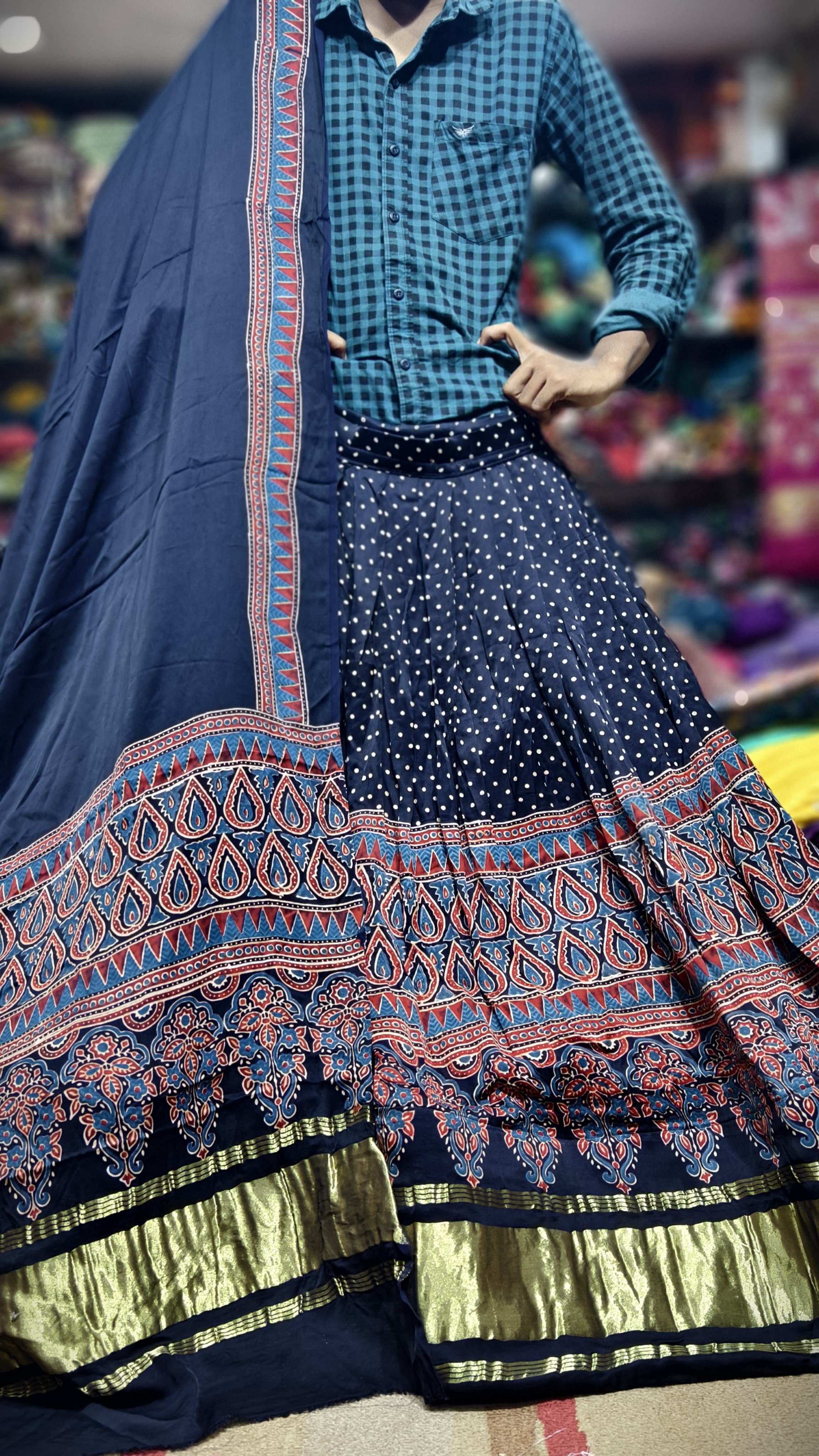 Pure Gaji Silk Chaniyacholi with Heavy Lagdi Pallu