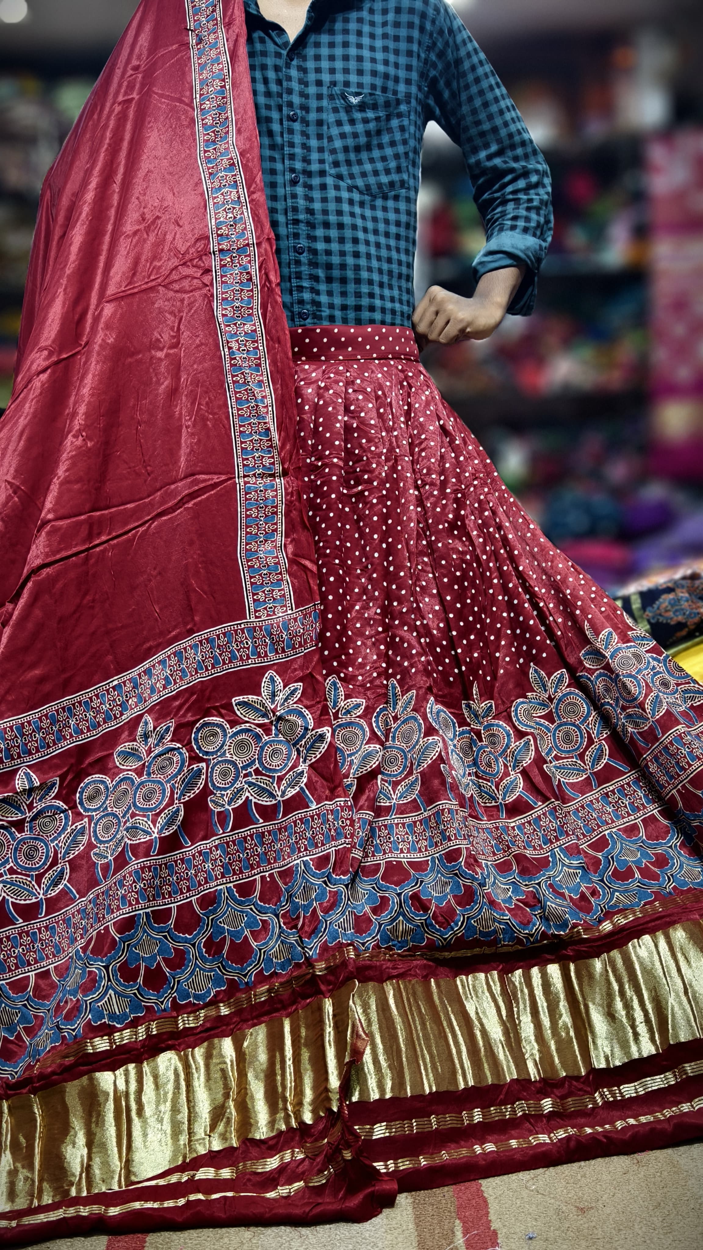 Pure Gaji Silk Chaniyacholi with Heavy Lagdi Pallu