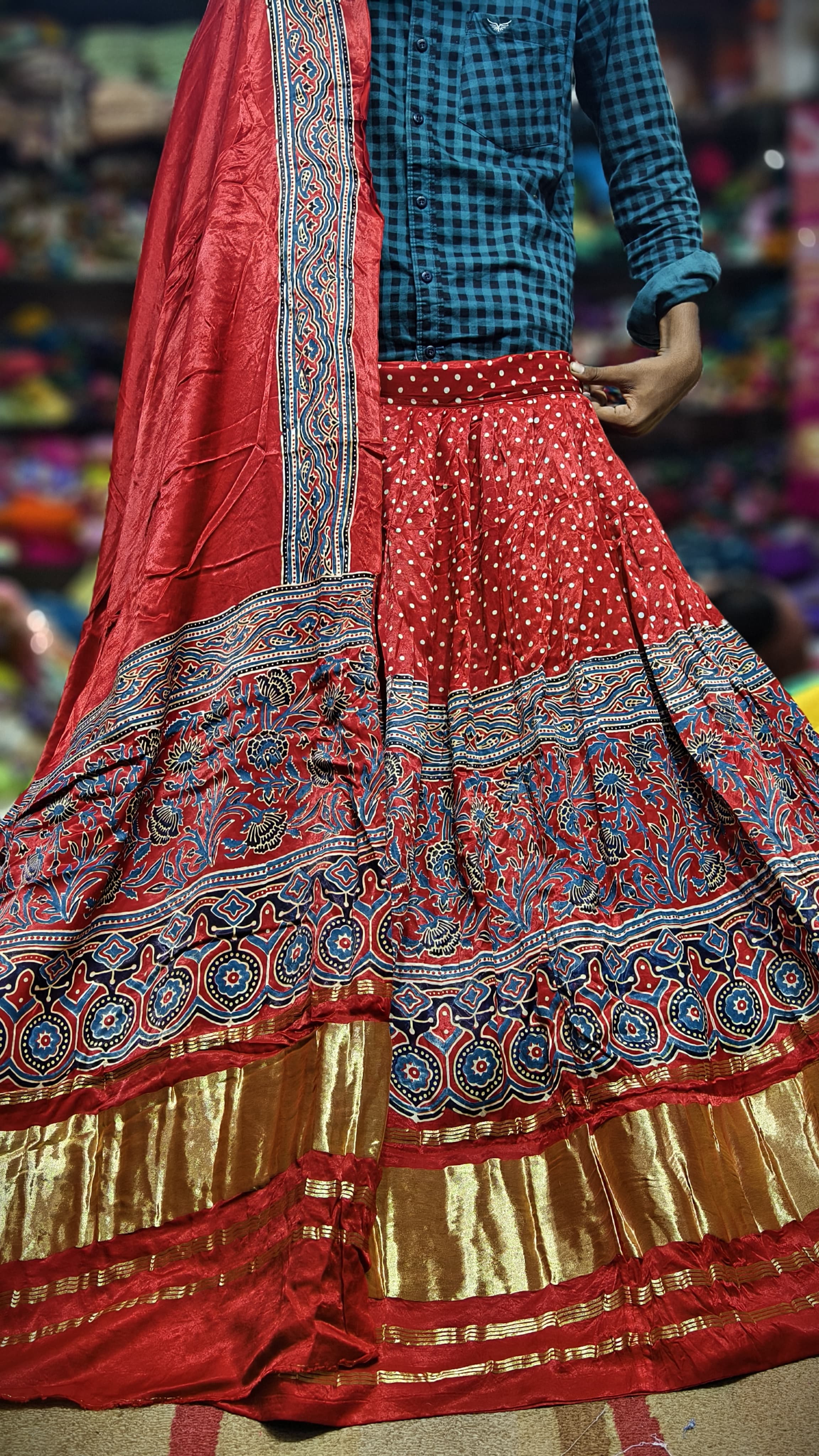 Pure Gaji Silk Chaniyacholi with Heavy Lagdi Pallu