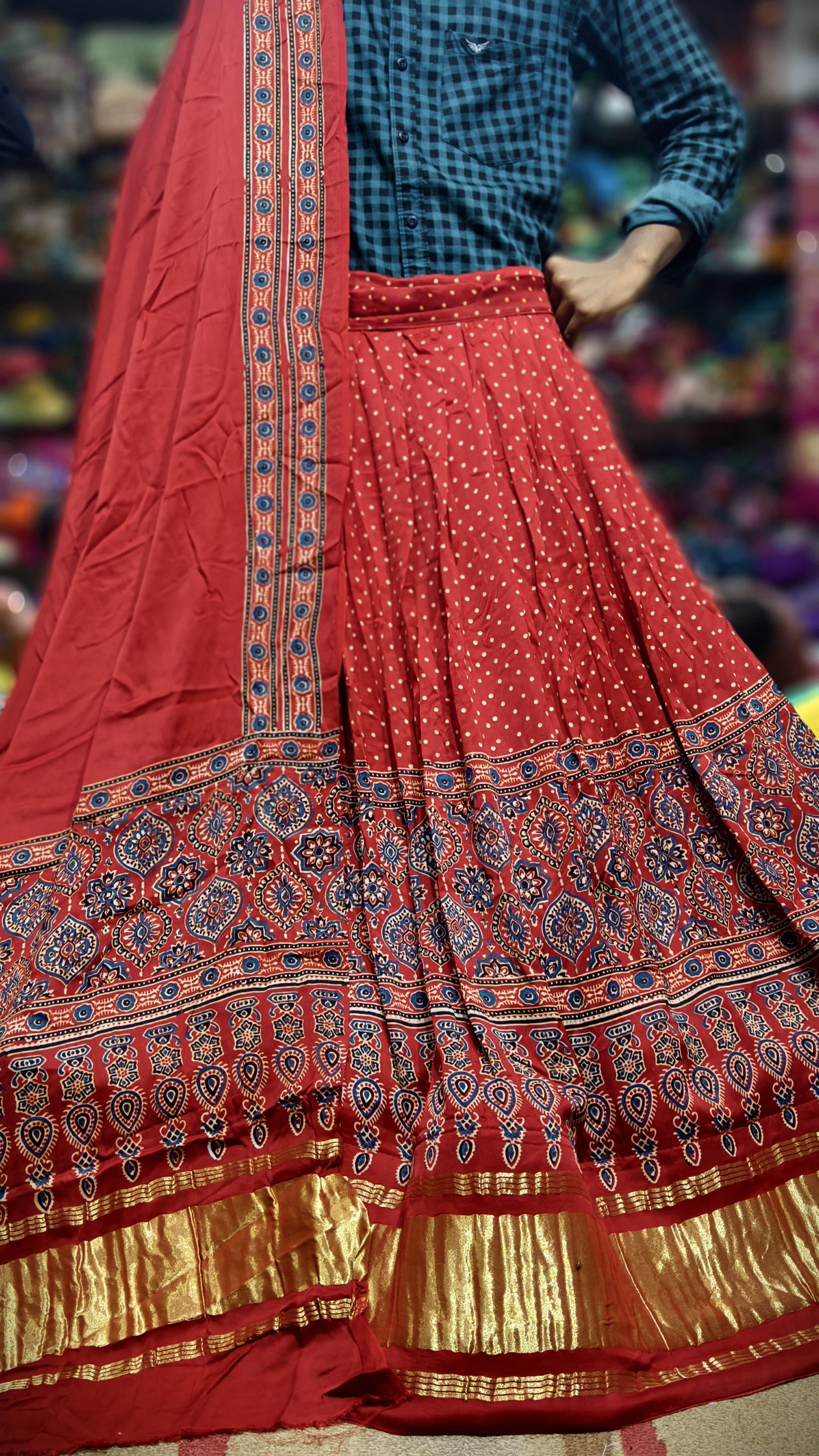 Pure Gaji Silk Chaniyacholi with Heavy Lagdi Pallu