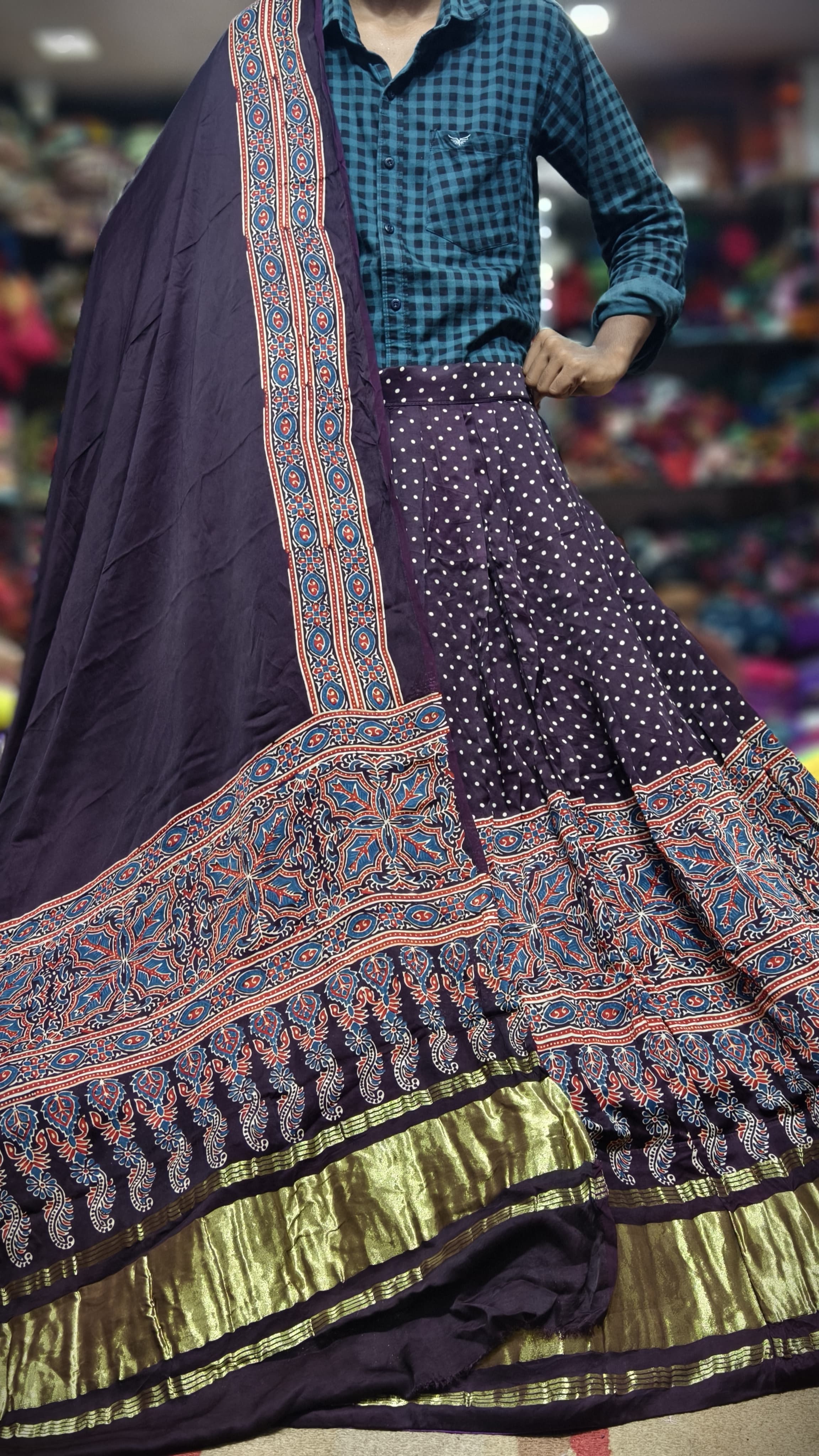 Pure Gaji Silk Chaniyacholi with Heavy Lagdi Pallu