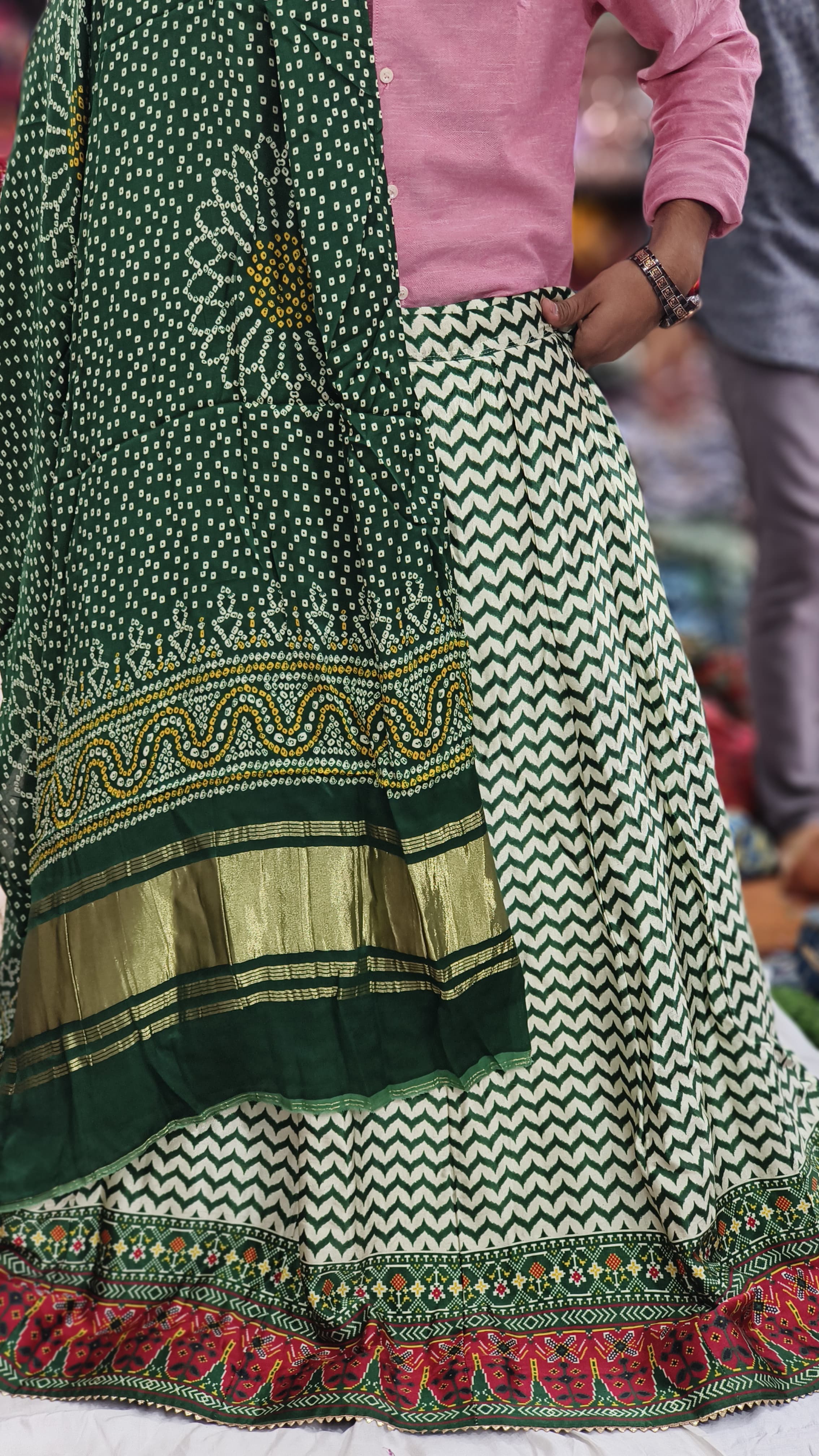 Pure Gaji Silk Digital Print Full Chaniyacholi With Same Matching Blouse Piece 1mtr & Gaji Silk Dupatta